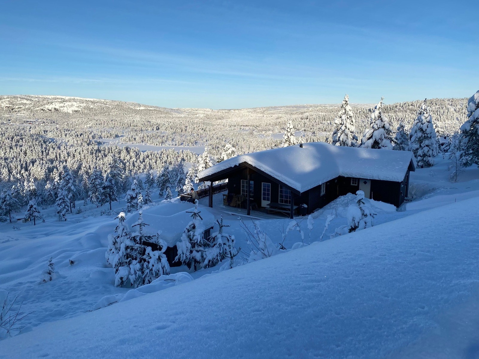 Selgers eget bilde av hytten og området på vinteren. Ekte Winter Wonderland. Galleribilde