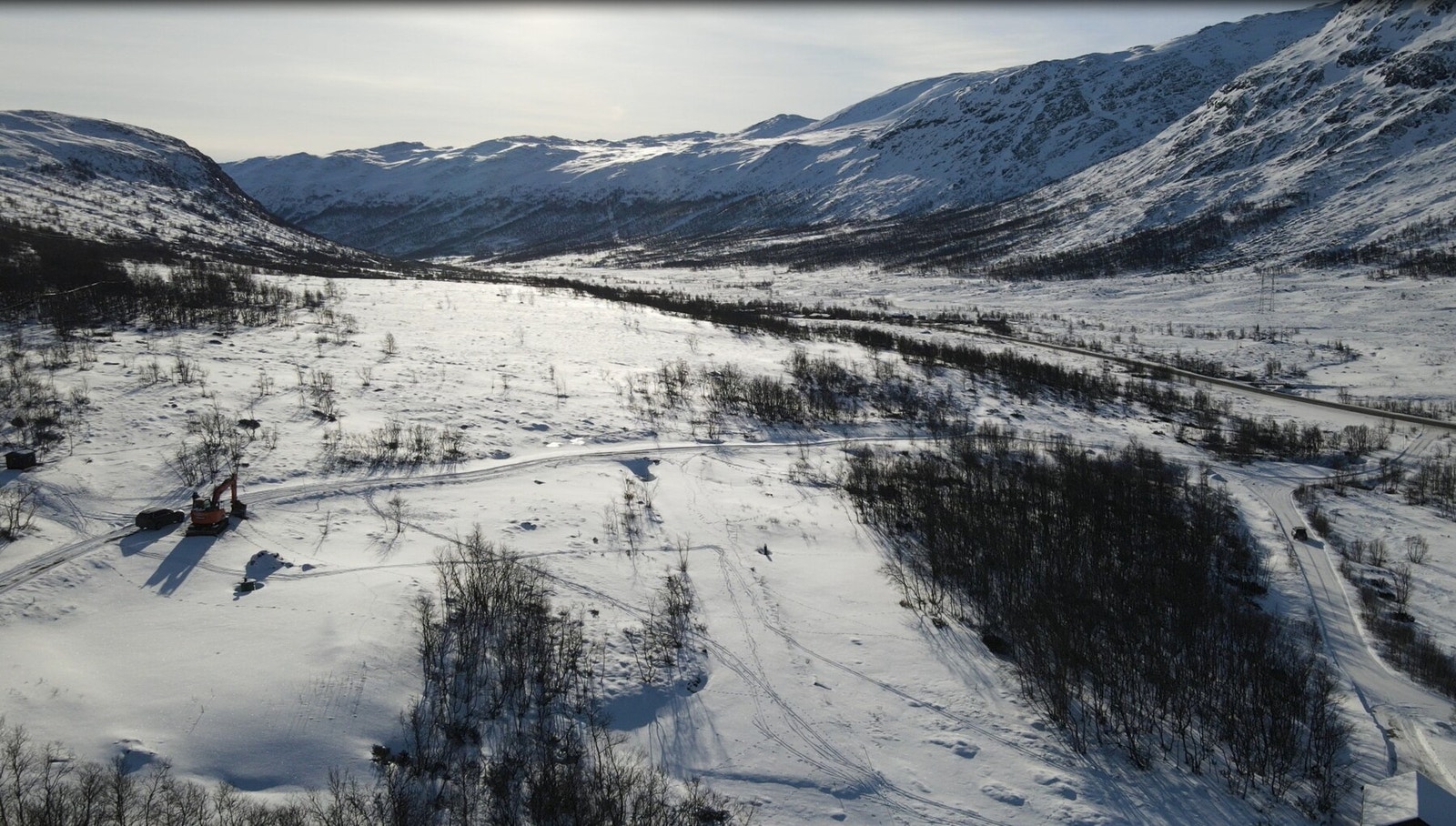 Dronefoto over tomteområdet Galleribilde