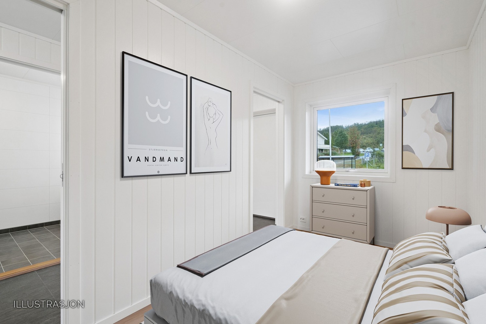 Soverom (bildet er digitalt møblert). Galleribilde