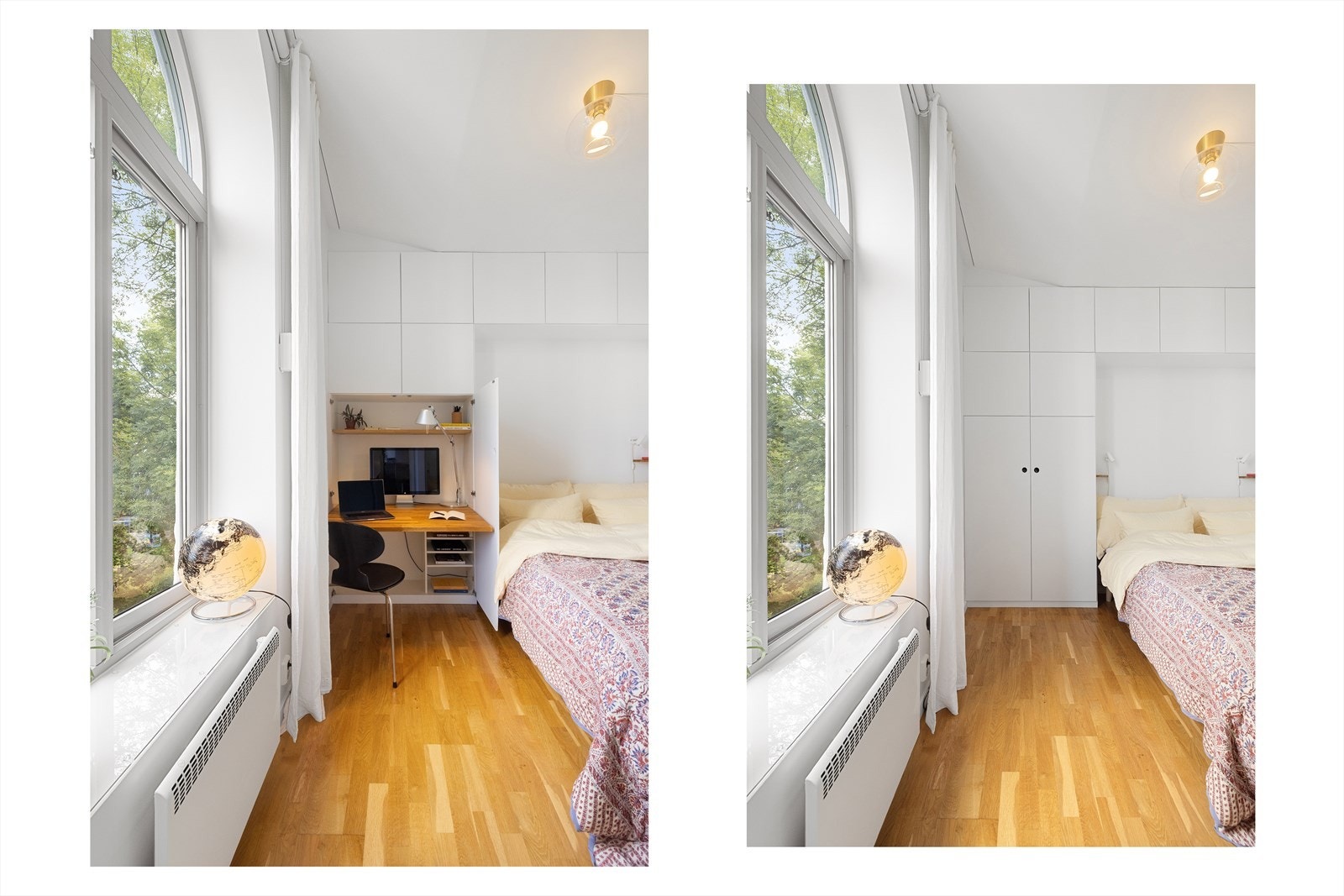 Her finnes en smart, innebygd løsning med skjult skrivebord. Galleribilde
