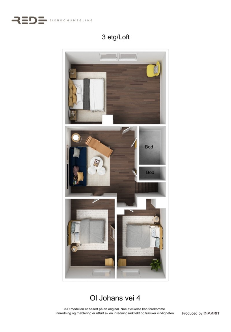 Planløsning med forslag til møblering. Galleribilde