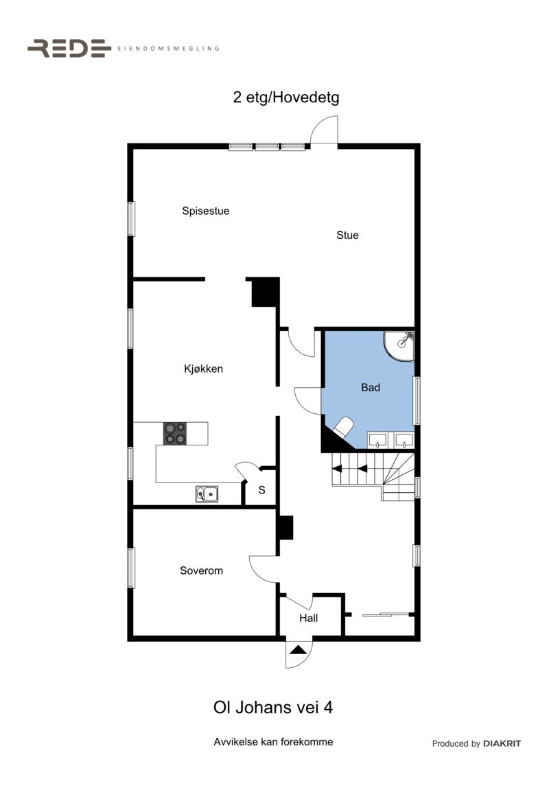 Planløsning 2. etasje/hovedetasje. Galleribilde