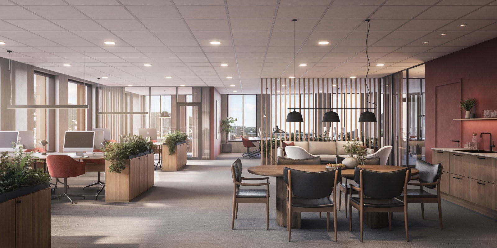 Illustrasjon av kontorlandskap Galleribilde