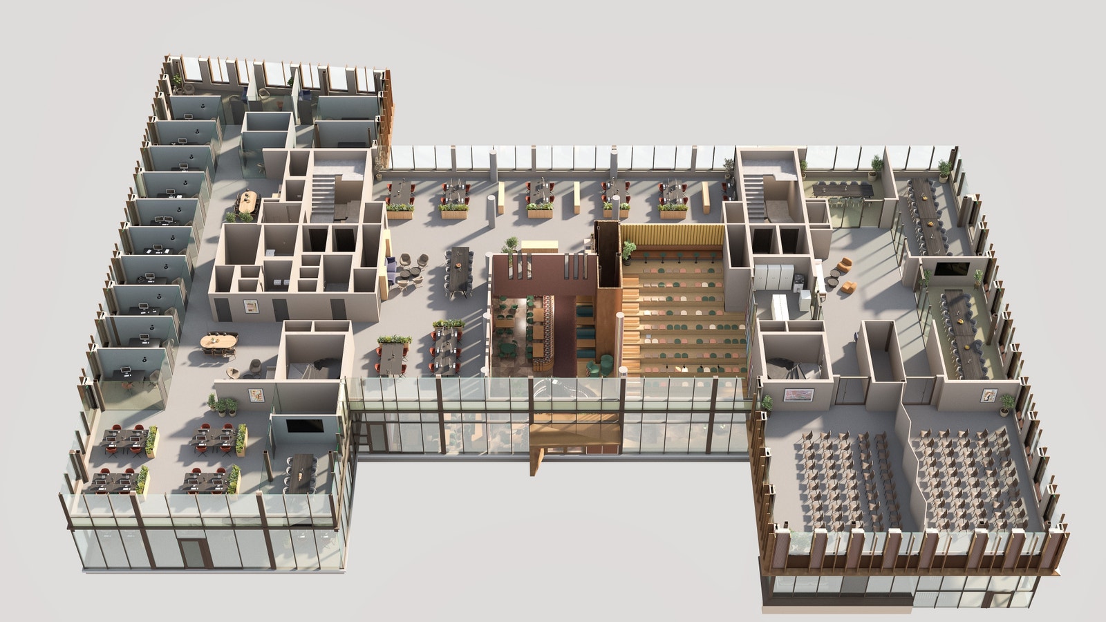 Utleieareal i plan 2, samt planløsning av møteromssenter. Galleribilde