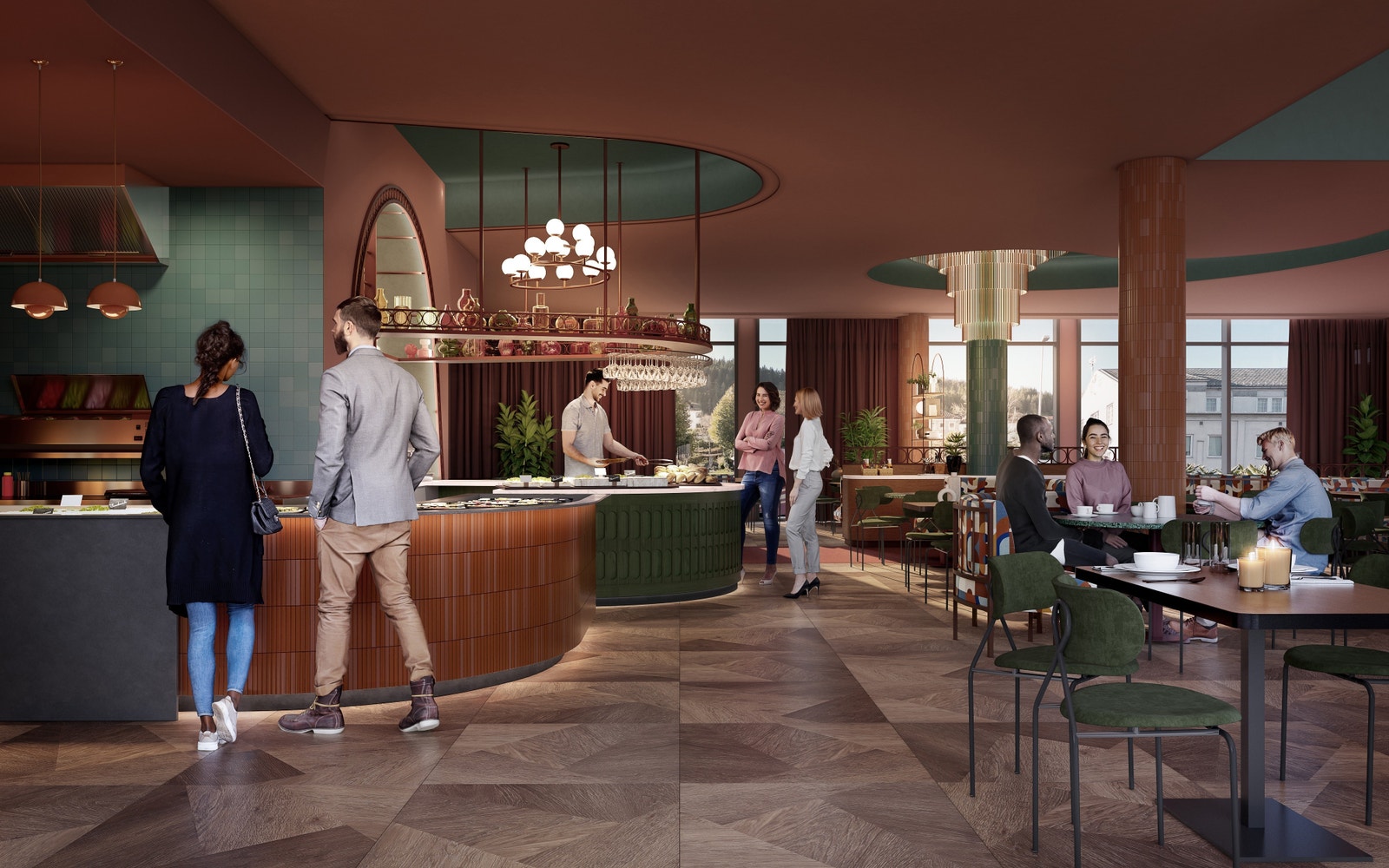 Lekker husrestaurant som står i stil med resten av bygget Galleribilde