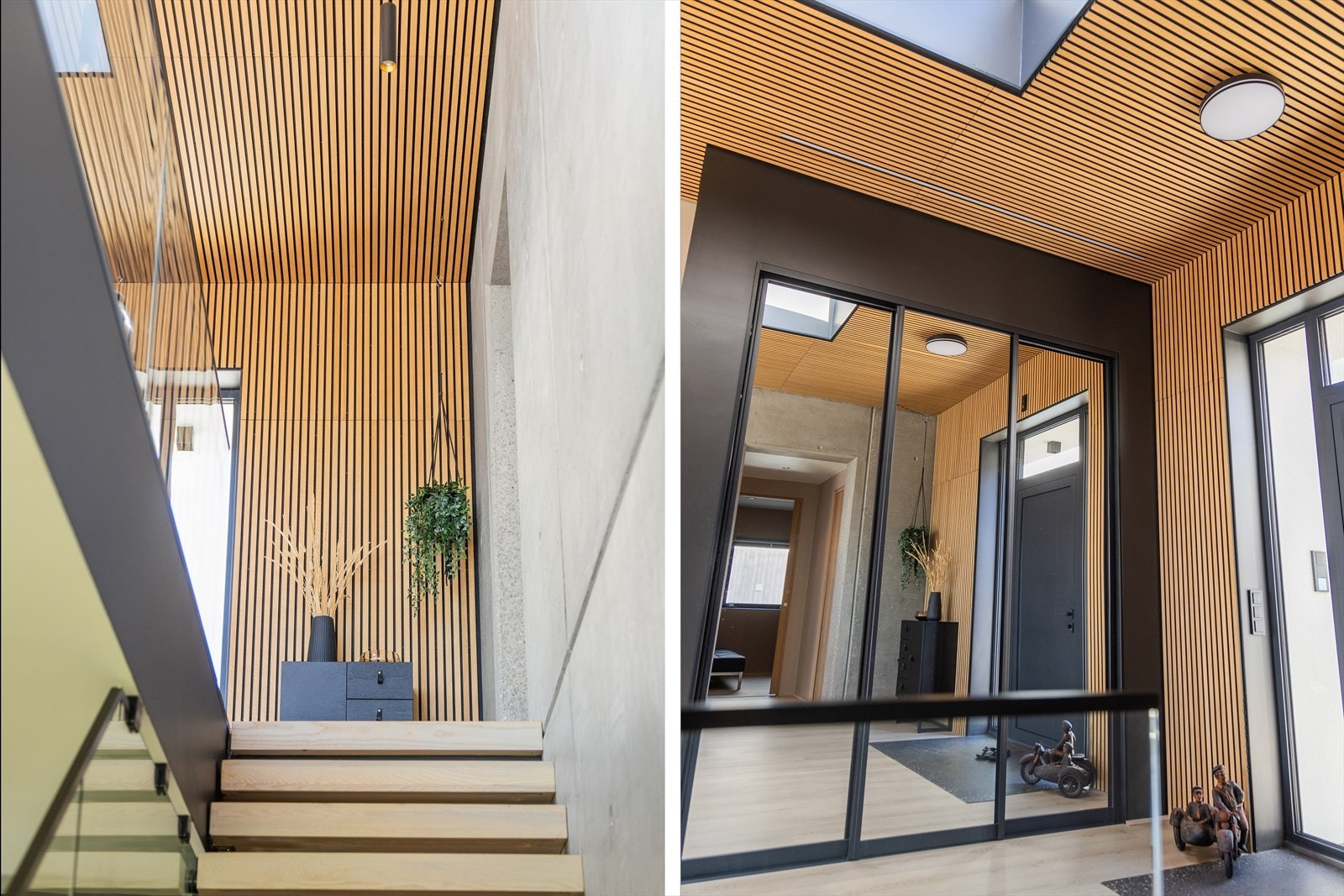 Det bys på et flott og høyt garderobesystem med 3-dørs skyvedører hvor klær og yttertøy kan ryddes pent vekk i integrerte skuffer, hyller og hengeanordninger. Galleribilde