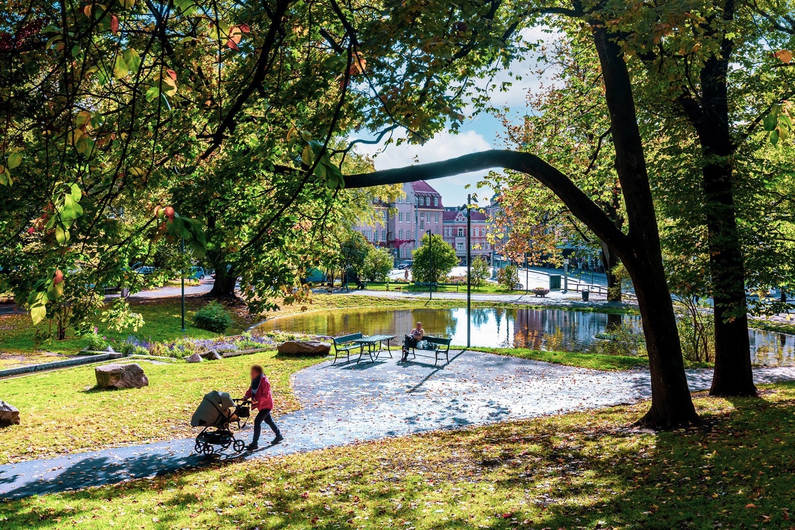 Opp mot St.Hanshaugen er det perfekt å nyte dagene med en spasertur i parken. Galleribilde