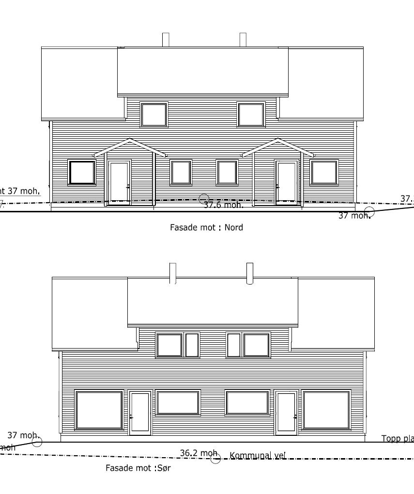 Byggetegning fasade Galleribilde
