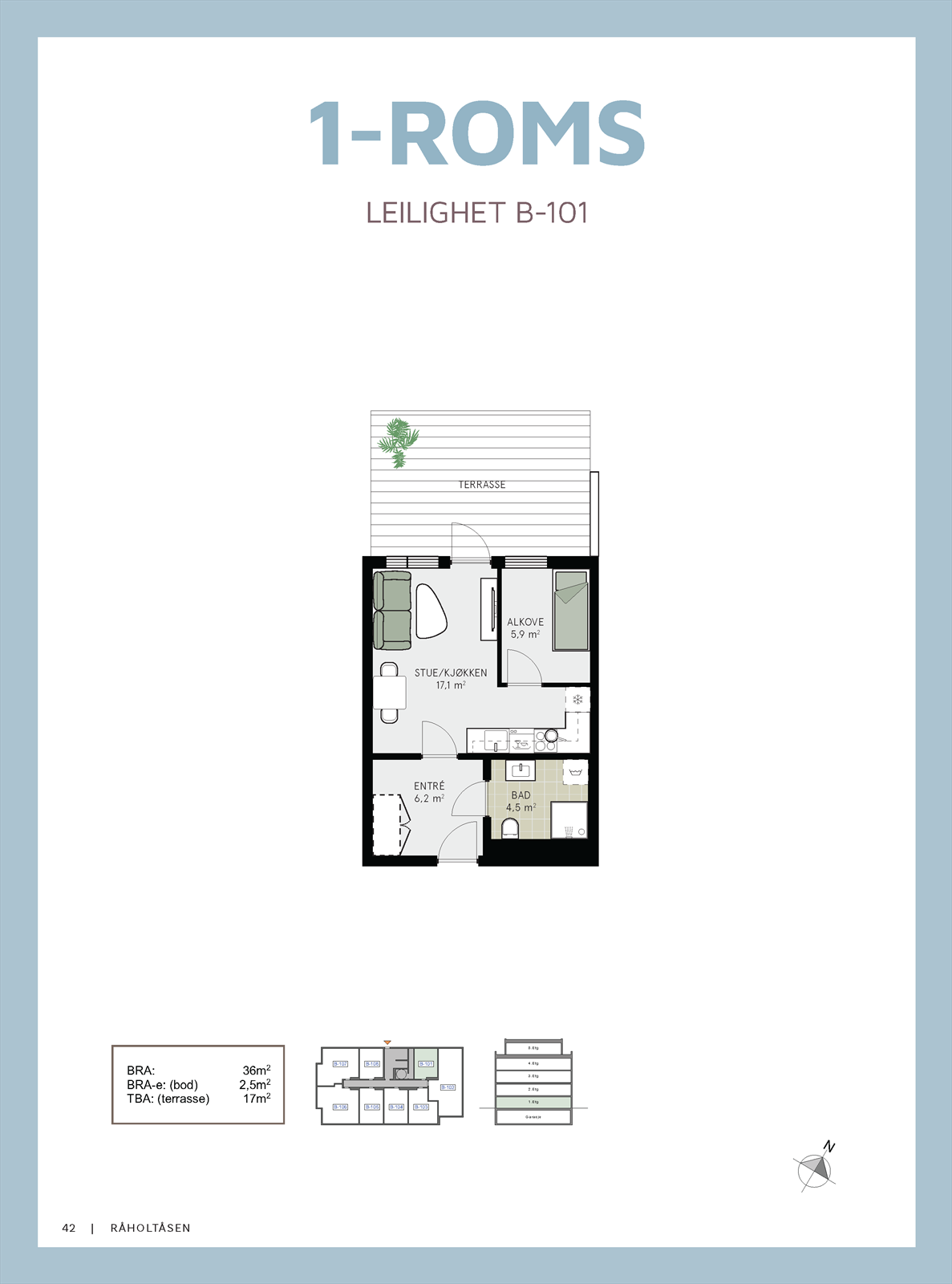 Plantegning av leilighet B101. Galleribilde