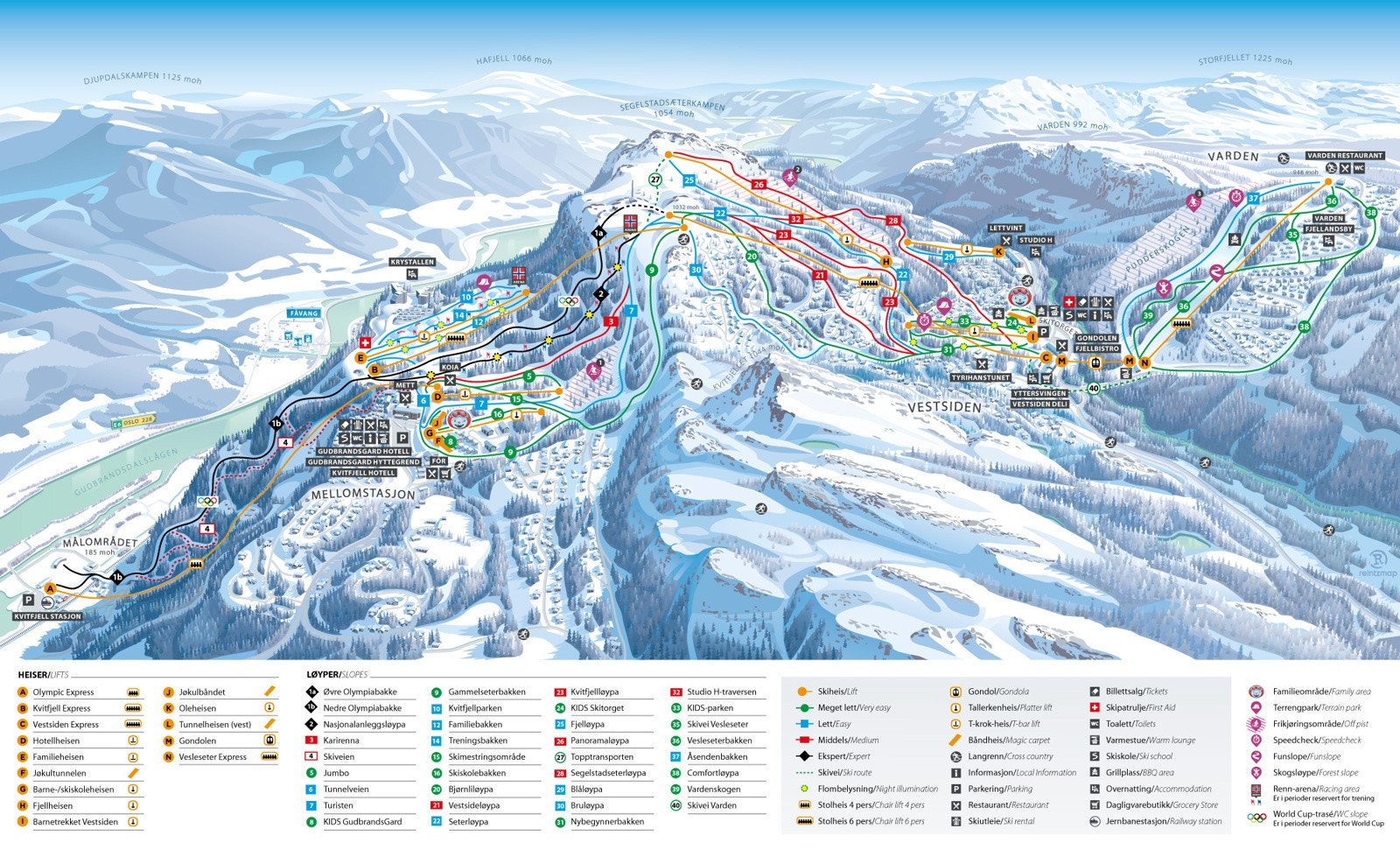 Løypekart Kvitfjell Galleribilde