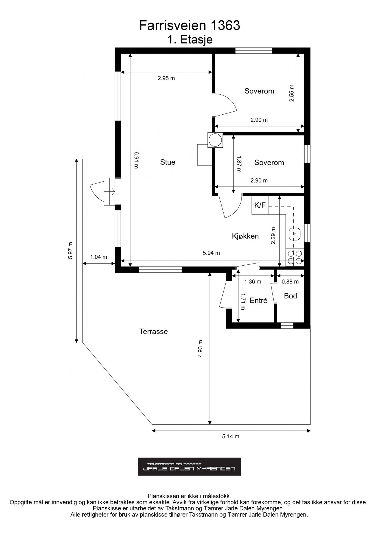 Plantegning hytte. Galleribilde