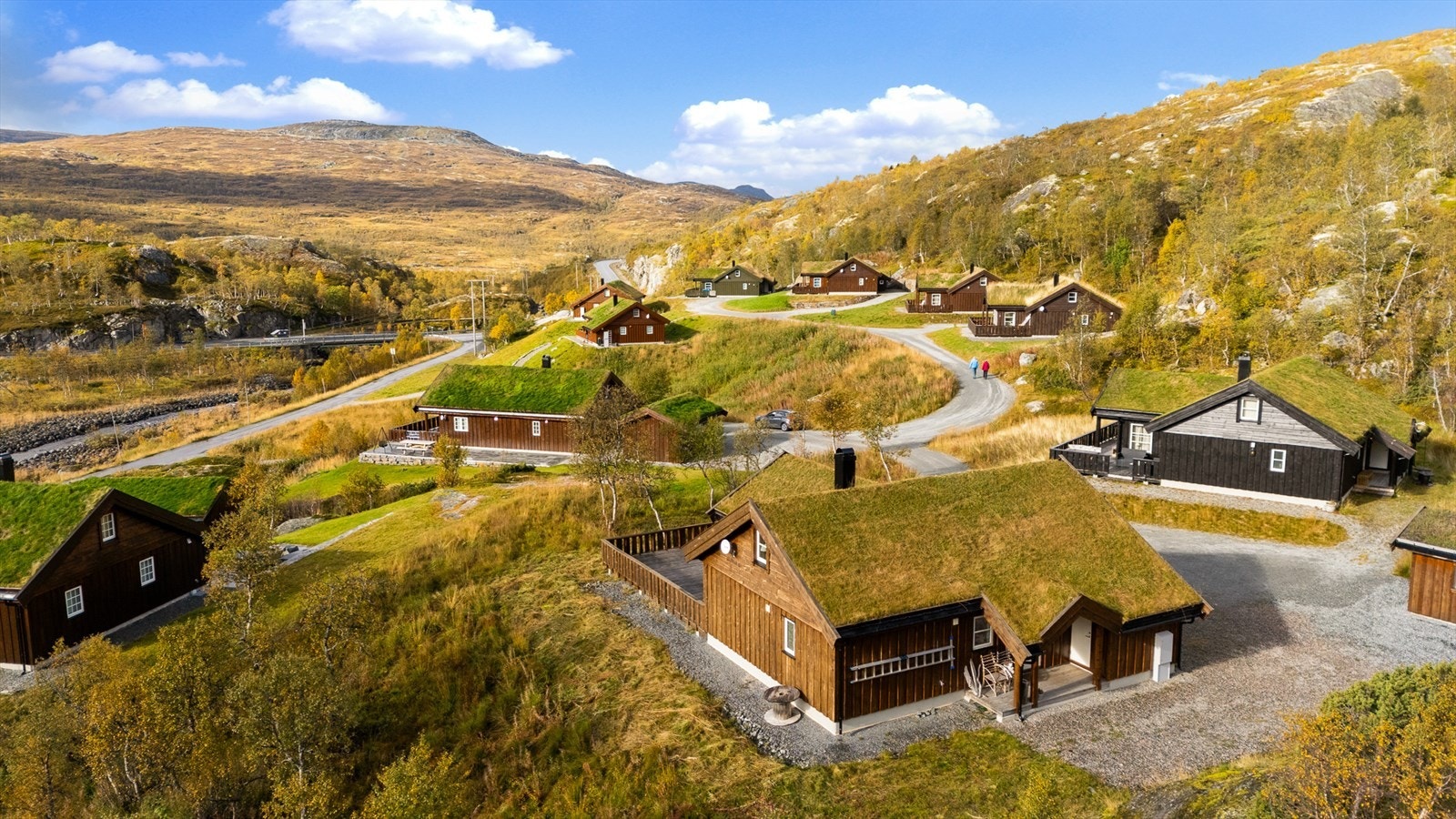 Flott hytte med torvtak. Galleribilde