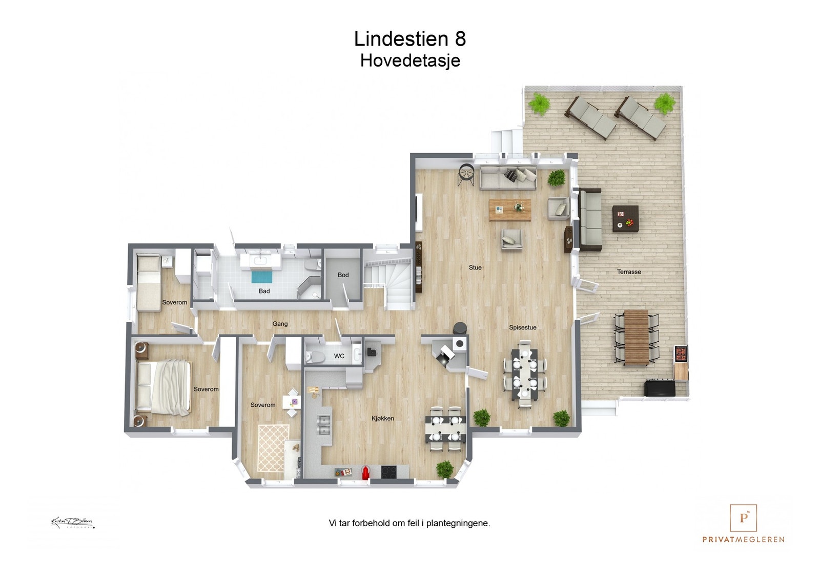 3 D plantegning hovedetasje Galleribilde