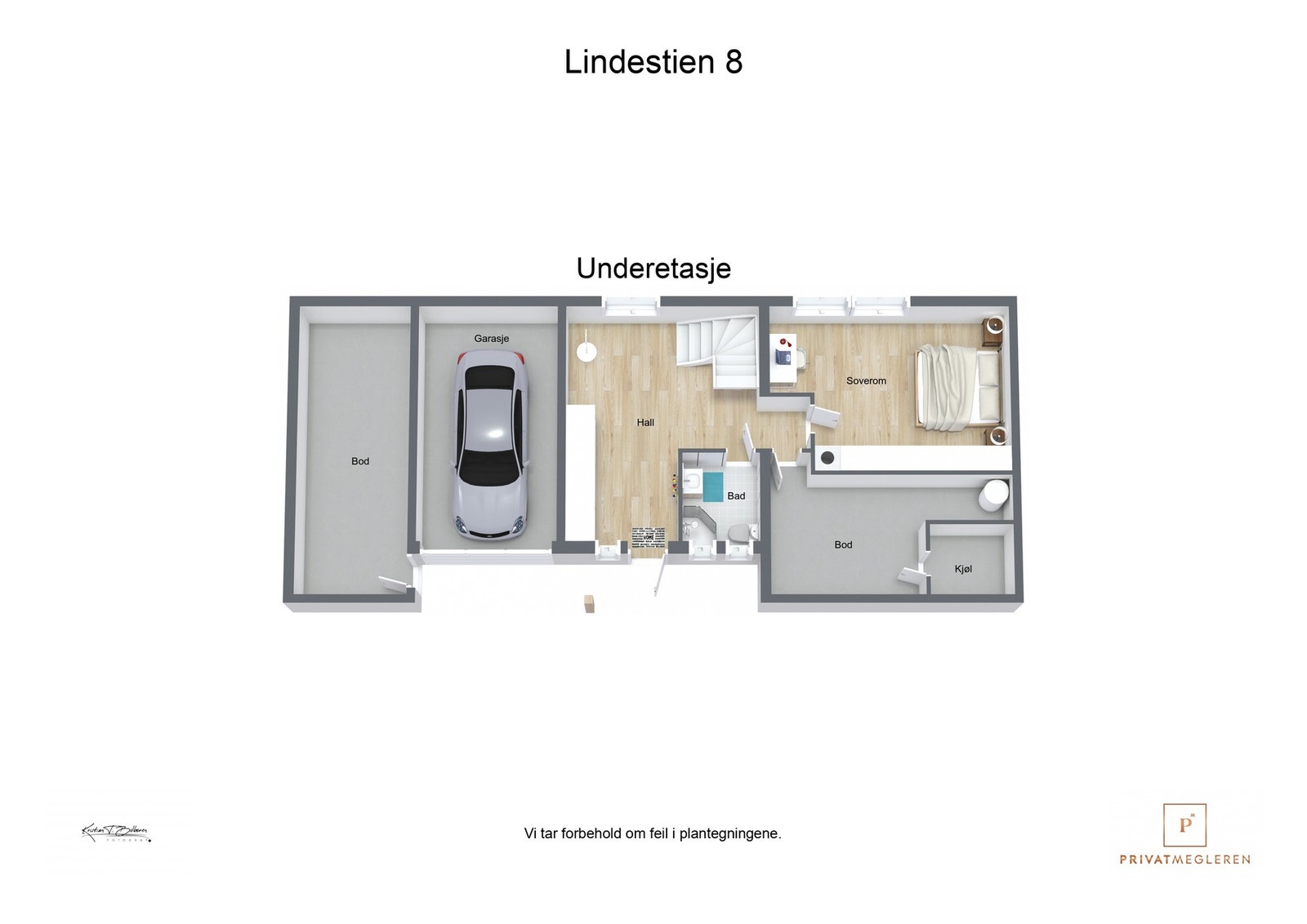 3 D plantegning underetasje Galleribilde