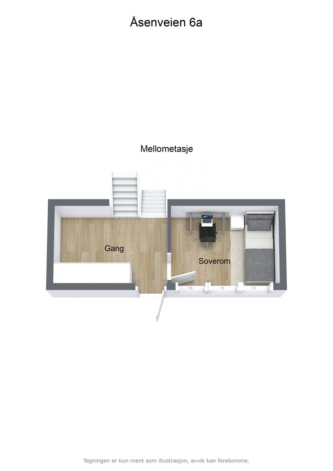 Illsutrasjon 3D Åsenveien 6a - Mellometasje Galleribilde