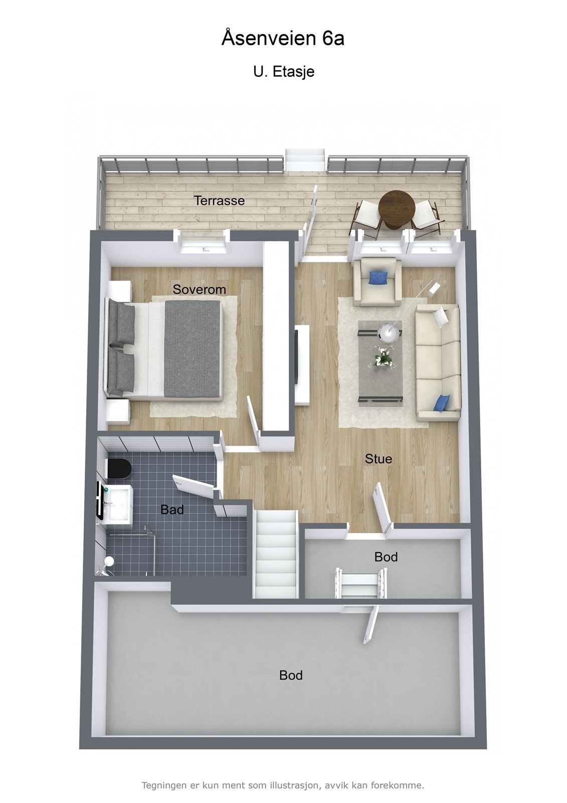 Åsenveien 6a - 3D - U. Etasje Galleribilde