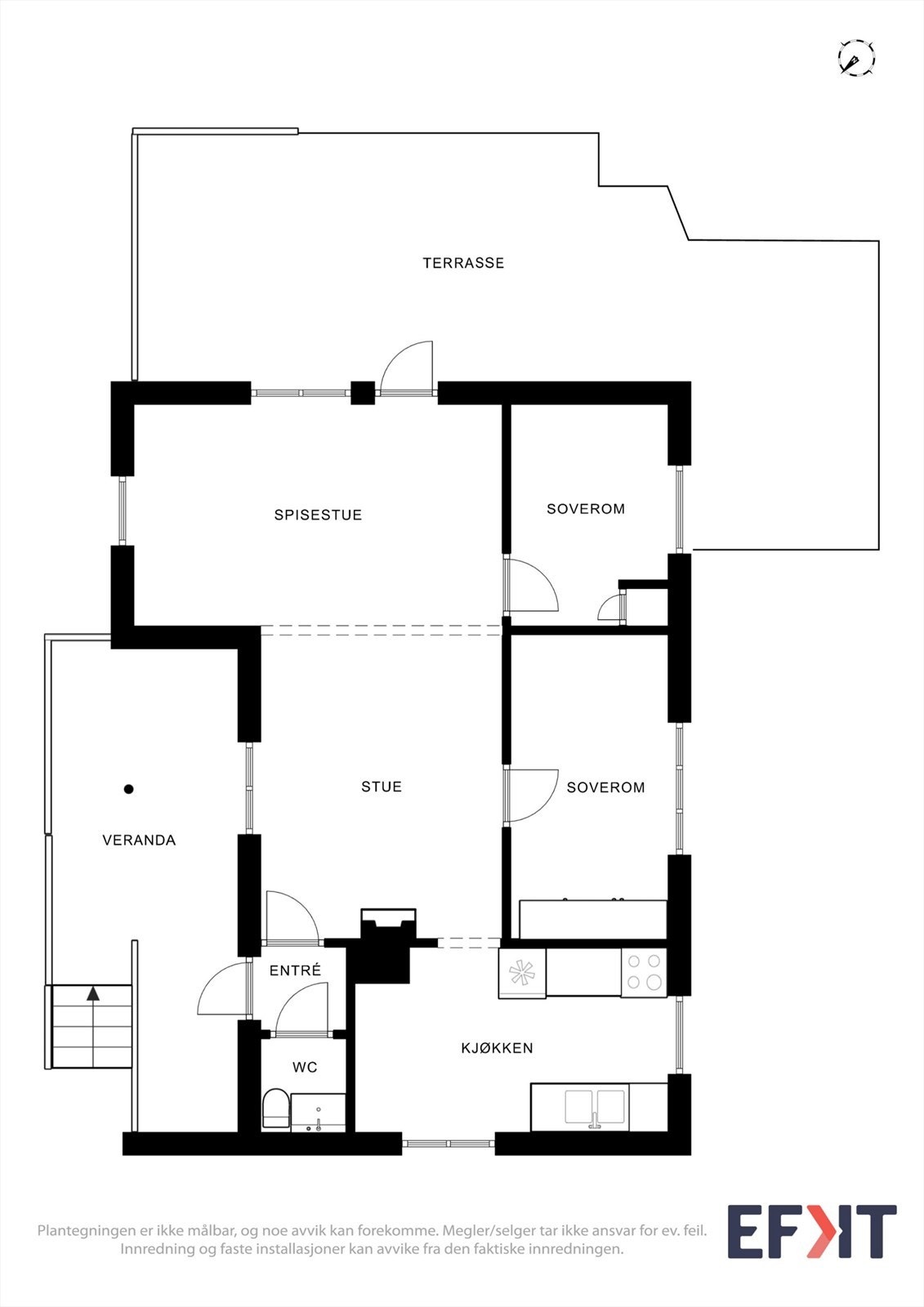 Her ser vi planløsningen for hovedhytta, som gir en god oversikt over romfordelingen. Galleribilde