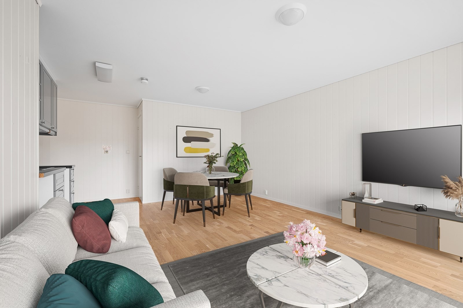 Flott stue med åpen kjøkkenløsning (bildet er digitalt stylet) Galleribilde