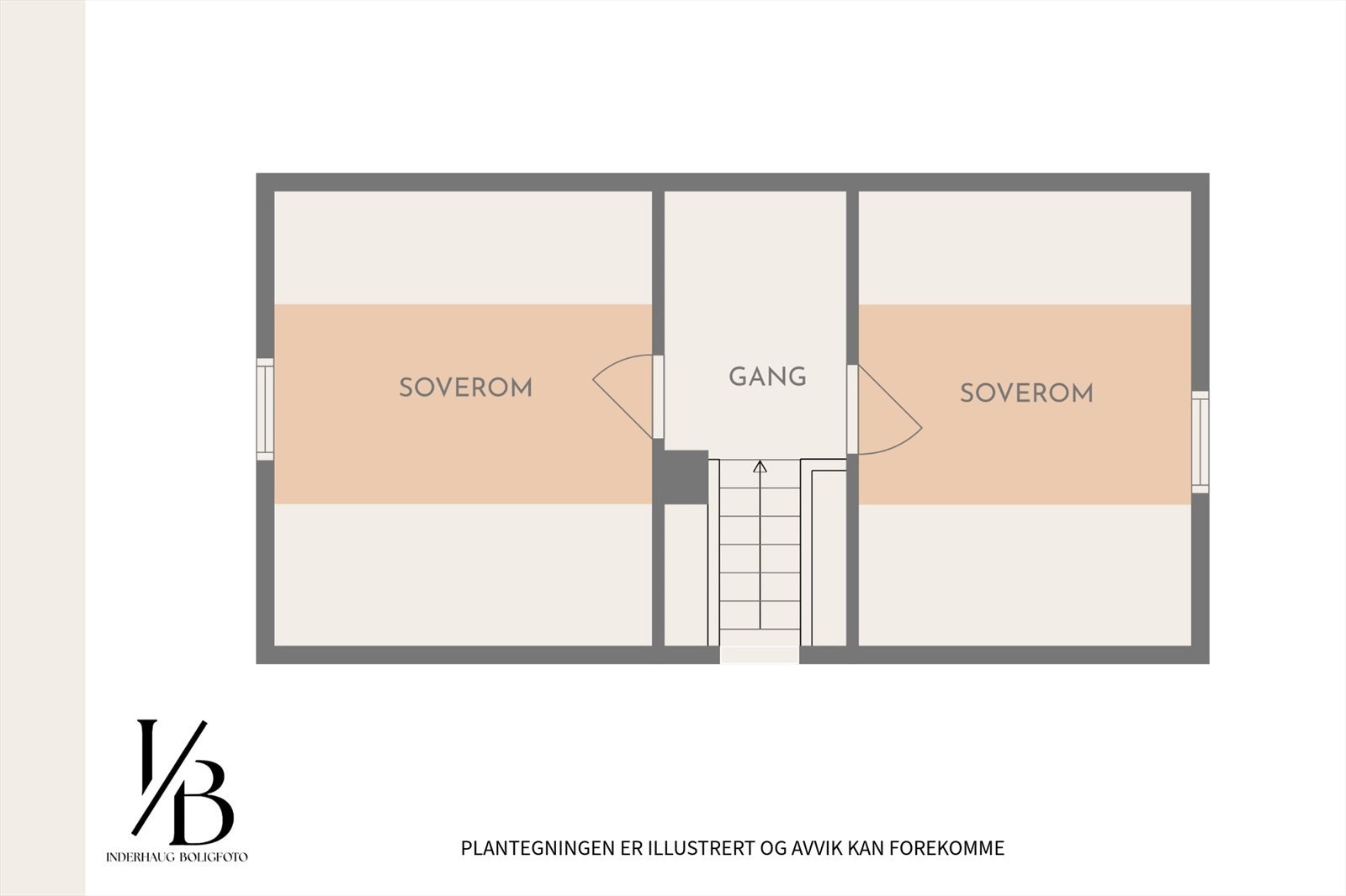 Plantegning over loftetasjen. Rommene er ikke godkjent som soverom. Galleribilde