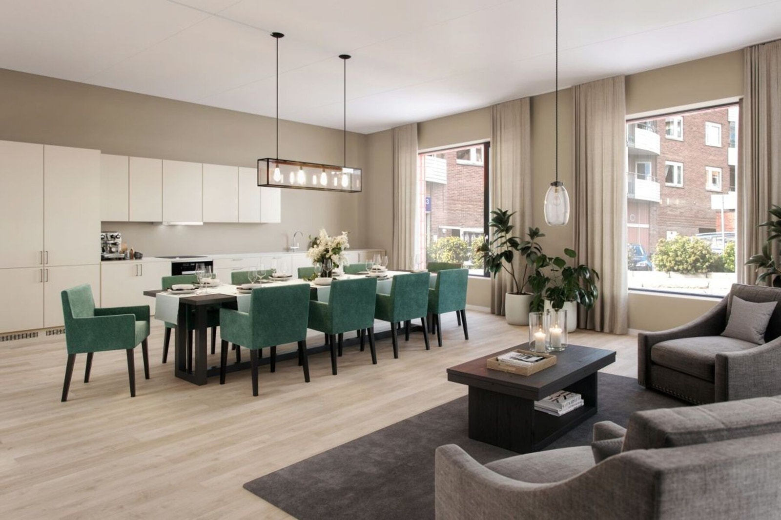 Fellesstue med kjøkken. Galleribilde