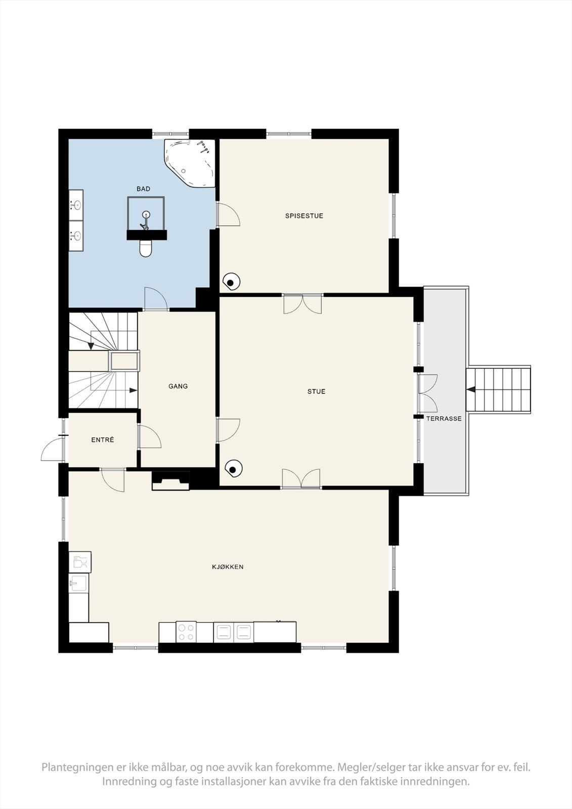 Plantegning 1. etasje hovedhuset. Galleribilde