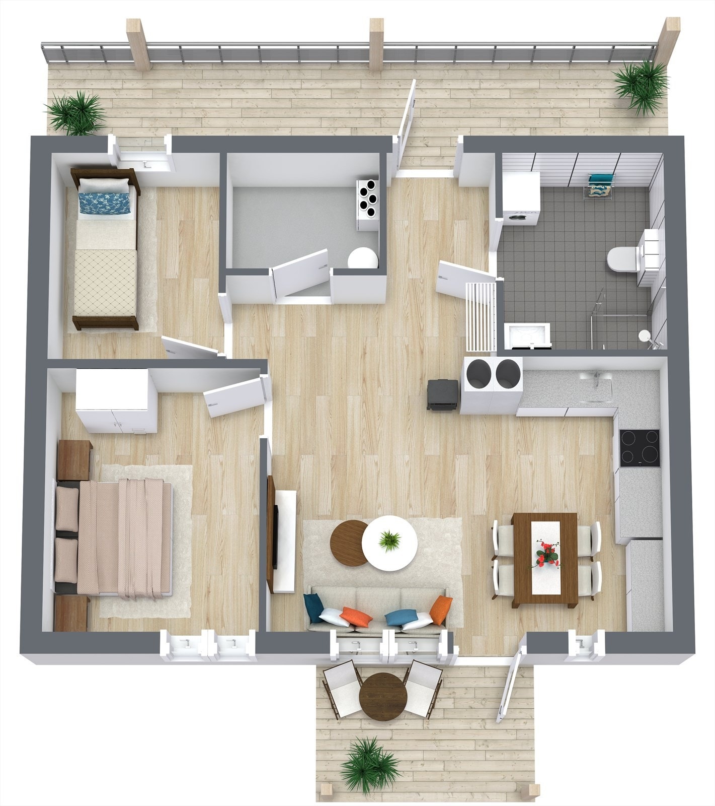 Planskisse. avvik vil forekomme. Inneholder : Etasje 1: Gang , Bad/vaskerom , Soverom , Stue/kjøkken , Soverom 2. Bod Galleribilde