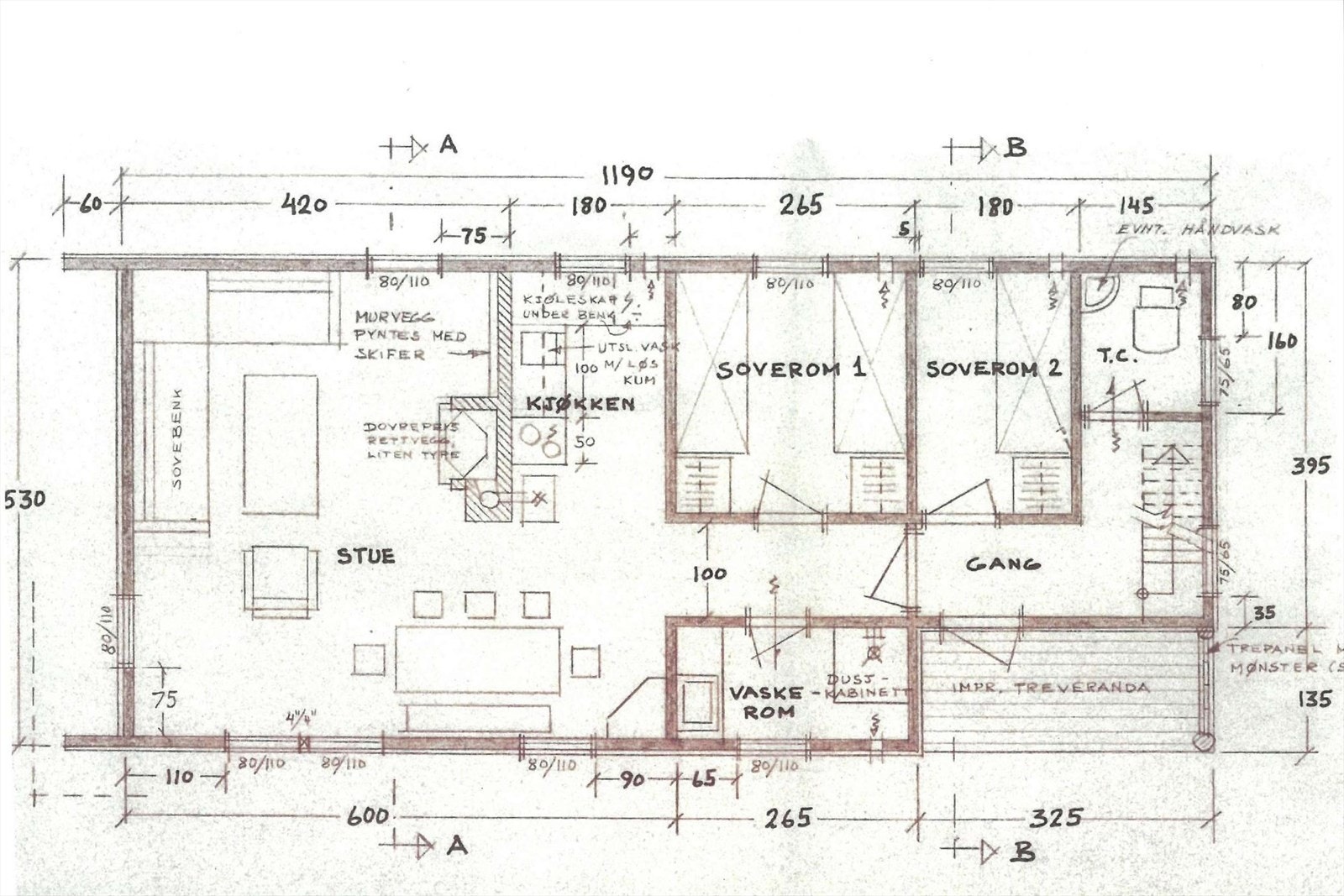 Plantegning hytte Galleribilde