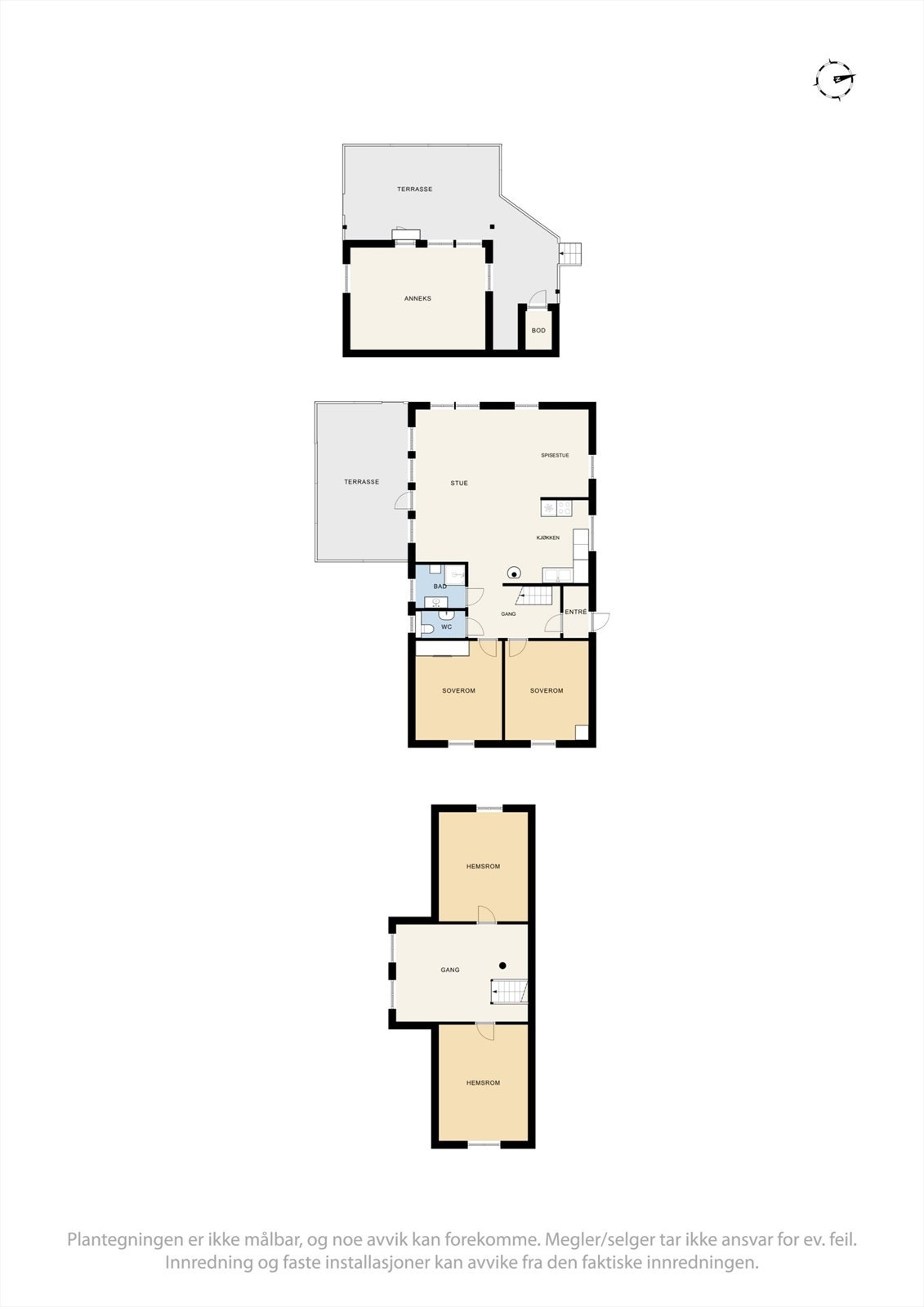 Plantegninger hovedhytte og anneks. Galleribilde