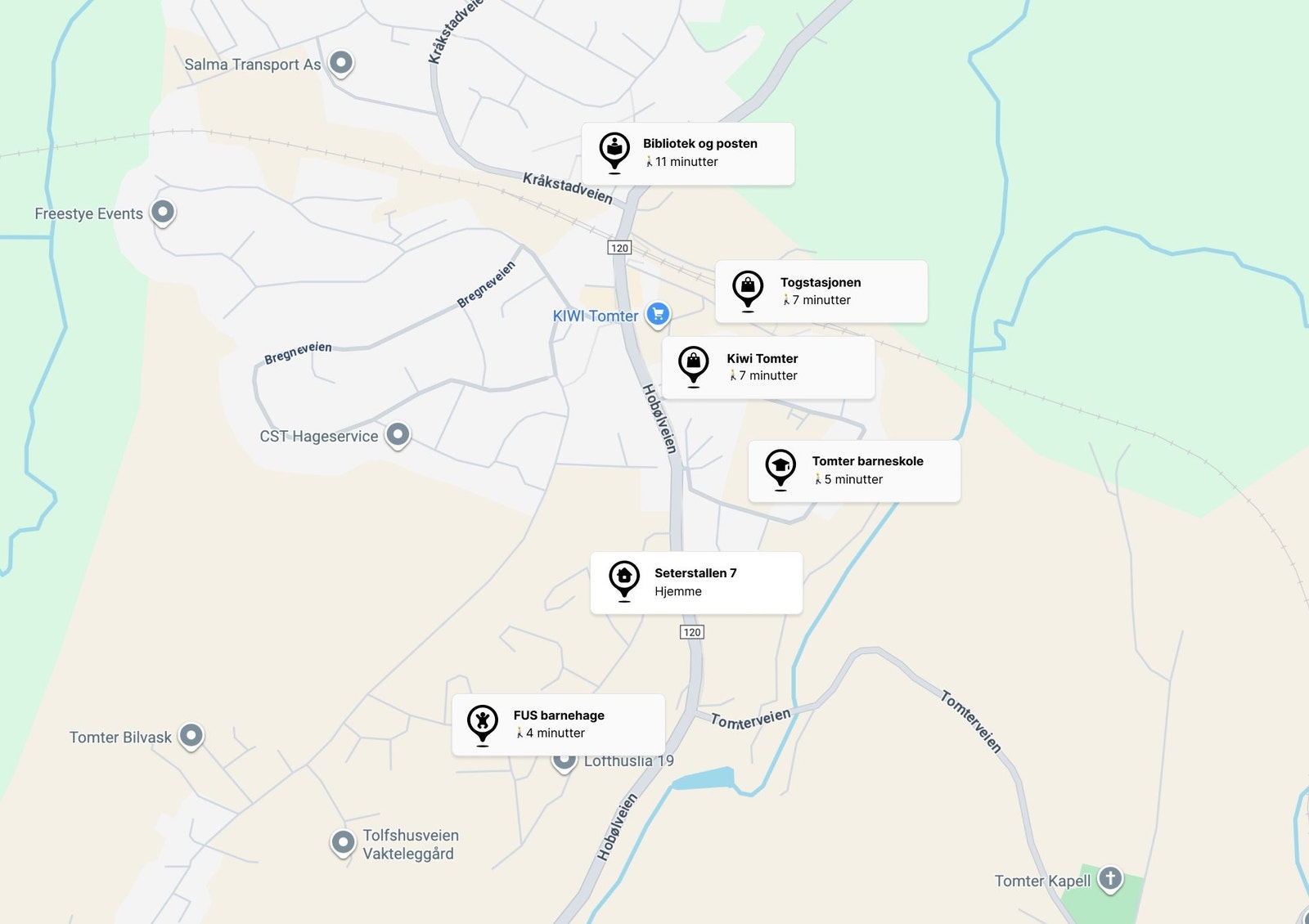 På Tomter får du alt trenger i hverdagen bare en kort spasertur unna: skole, barnehager, togstasjon, matbutikk, bibliotek og kafé. Galleribilde