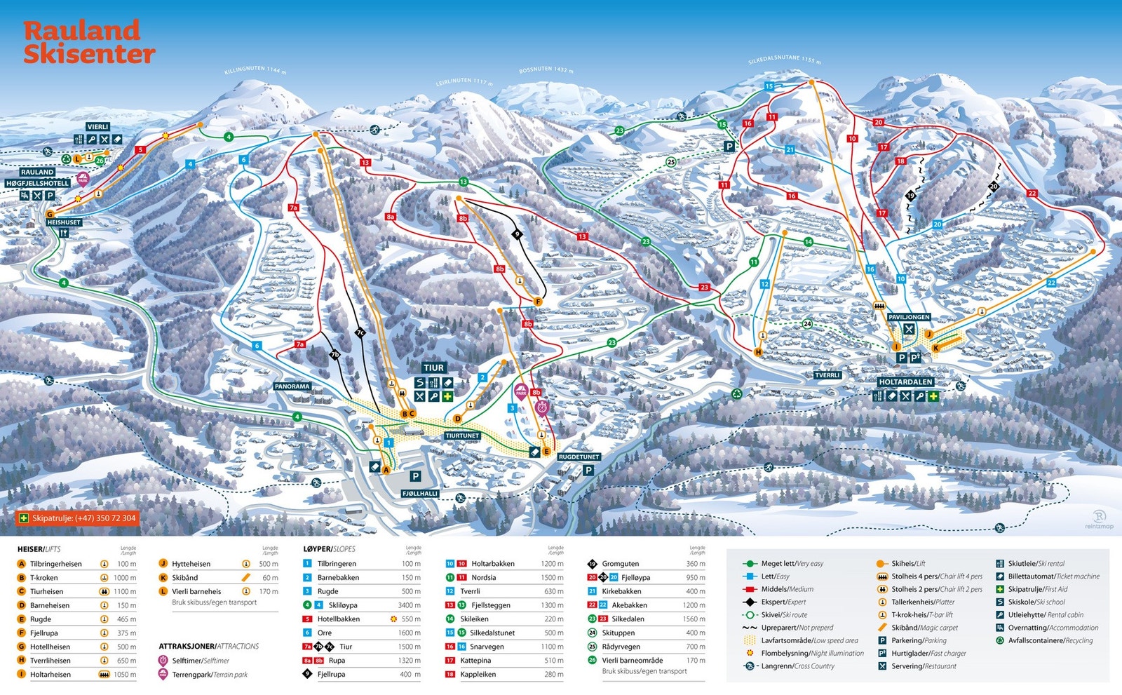 Hytta har ski inn/ut til 25 nedfarter. Anlegget er åpent hver dag i vintersesongen Galleribilde