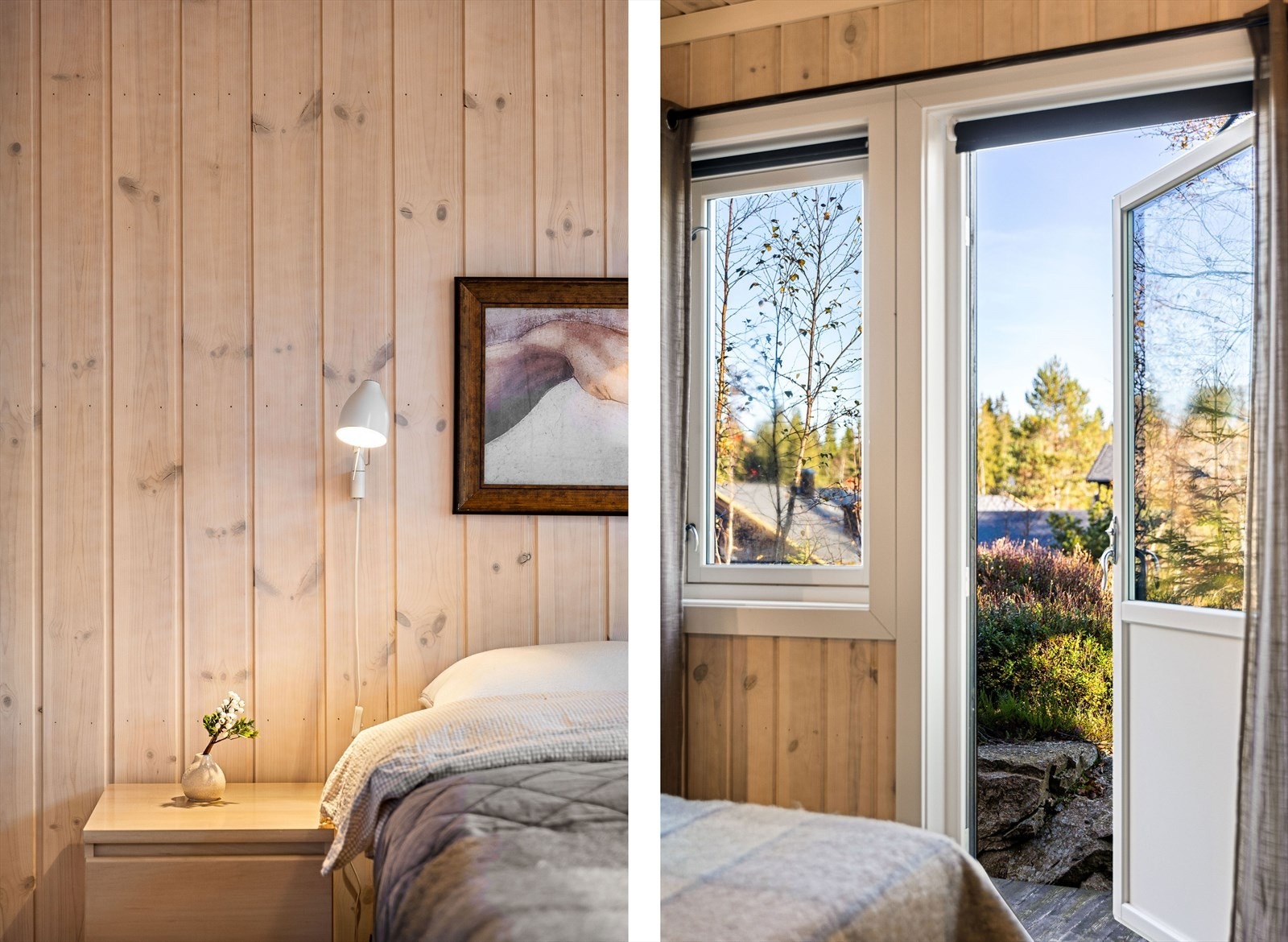 Hovedsoverom med dobbeltseng og utgang til terrasse Galleribilde