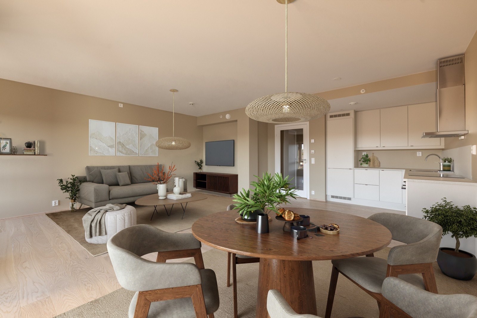 Flunkende ny og flott 3-roms leilighet i Lie borettslag på Lie, med fin beliggenhet i 4. etasje. - Bildet har digital møblering og er kun en illustrasjon. Galleribilde