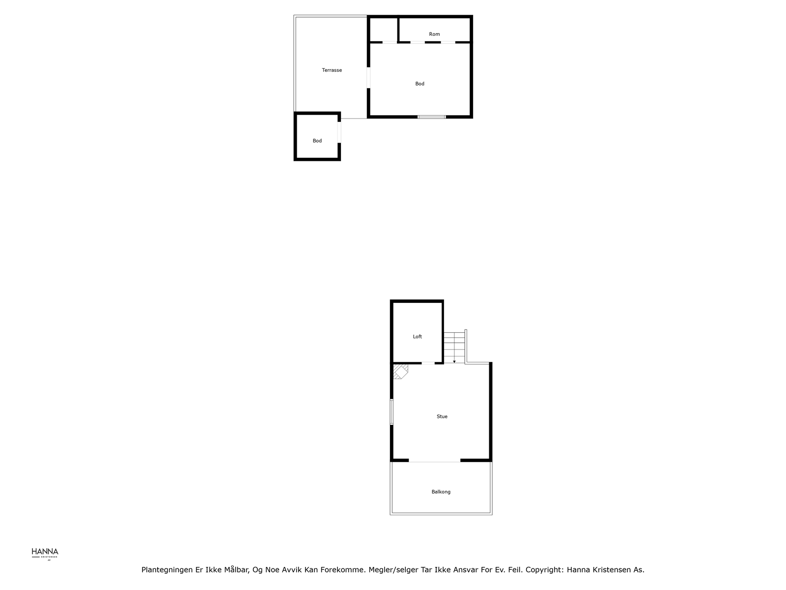 Plantegning 2.etasje og uteområdet. (Det som er markert som "loft" er ikke bruksareal, kun et rom for lagring/oppbevaring med lav takhøyde). Galleribilde