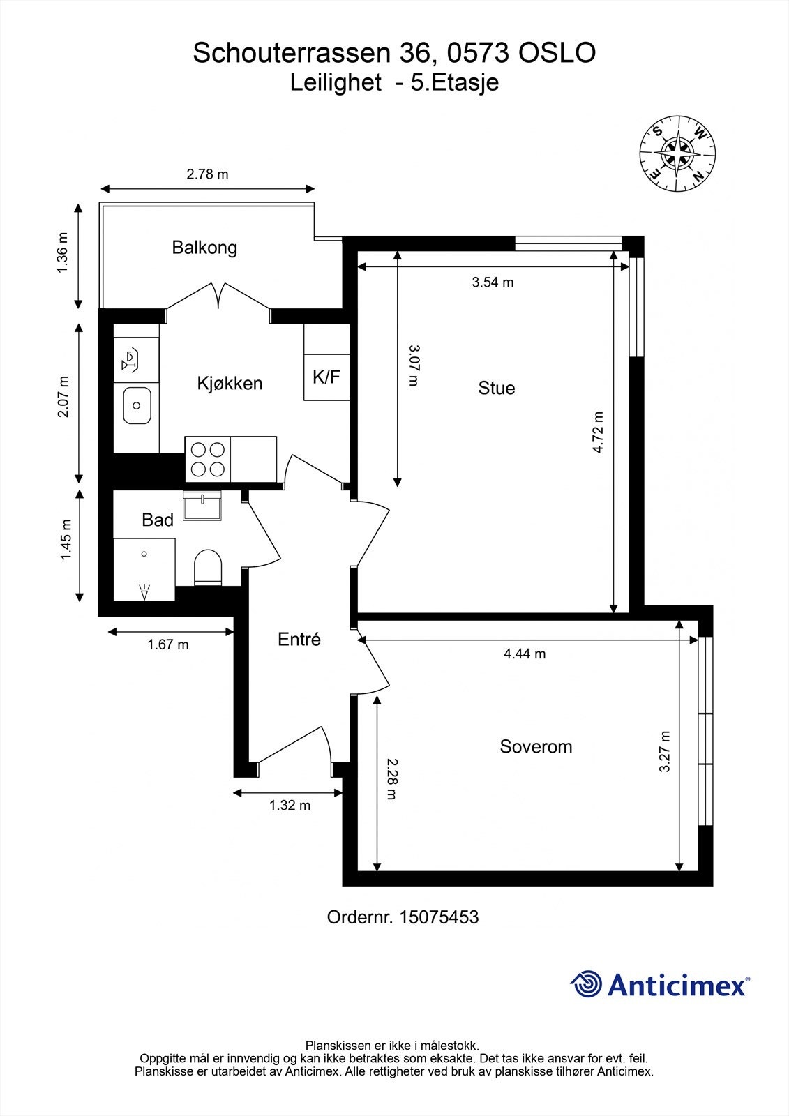 Målsatt plantegning Galleribilde