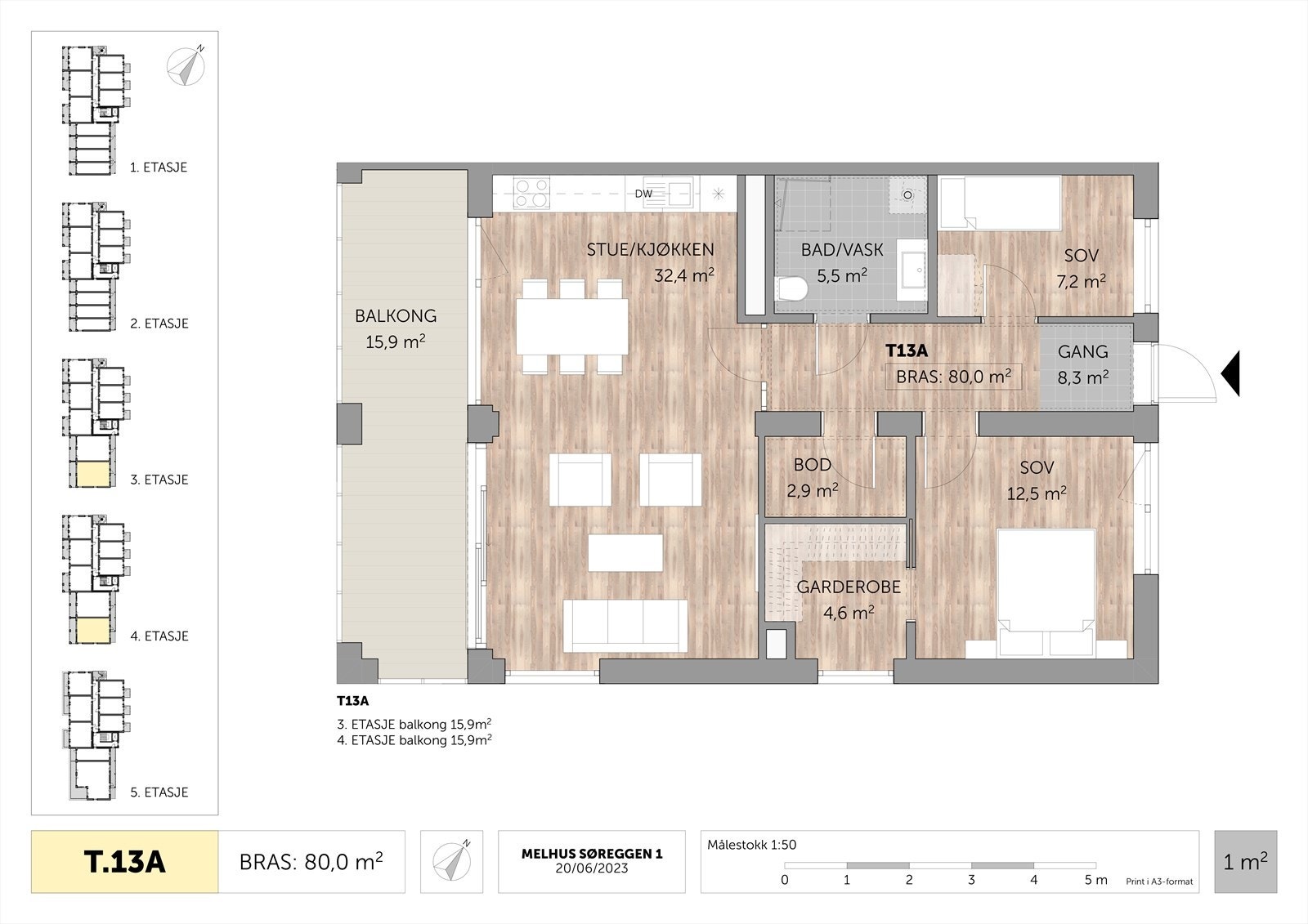 T13A - Planløsning - Bod på 2,9 kvm gjøres om til vaskerom med opplegg for vaskemaskin Galleribilde