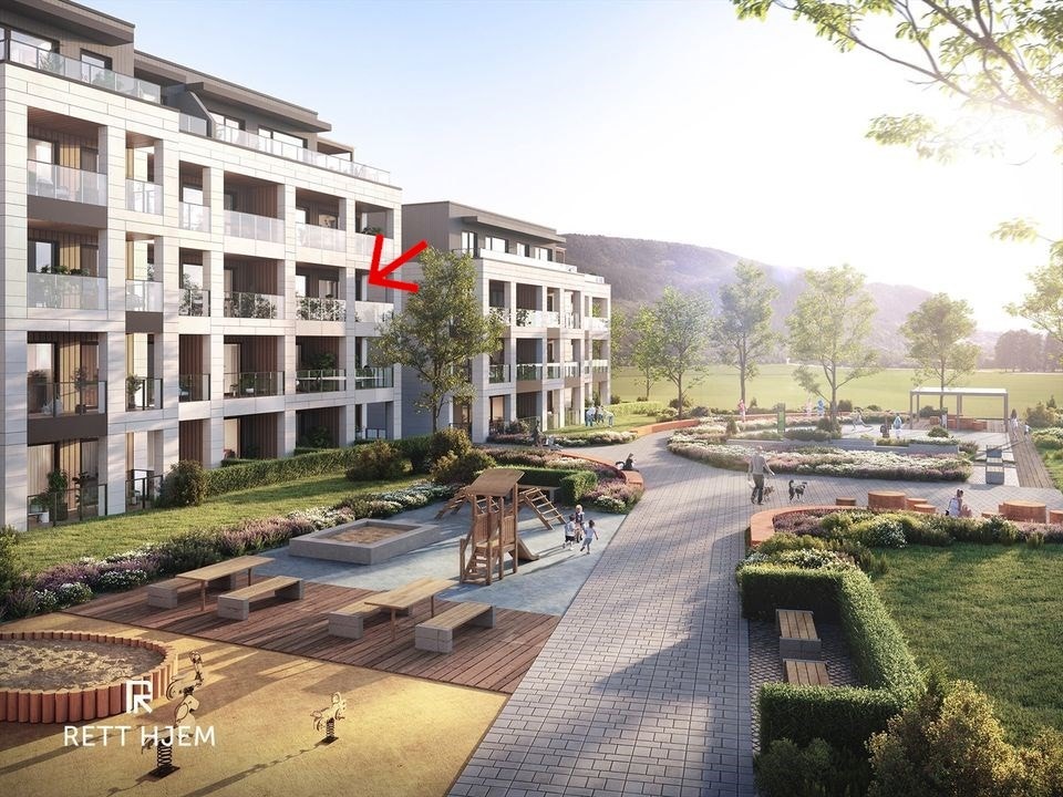 Det opparbeides fine fellesarealer med blant annet en innbydende park. Galleribilde