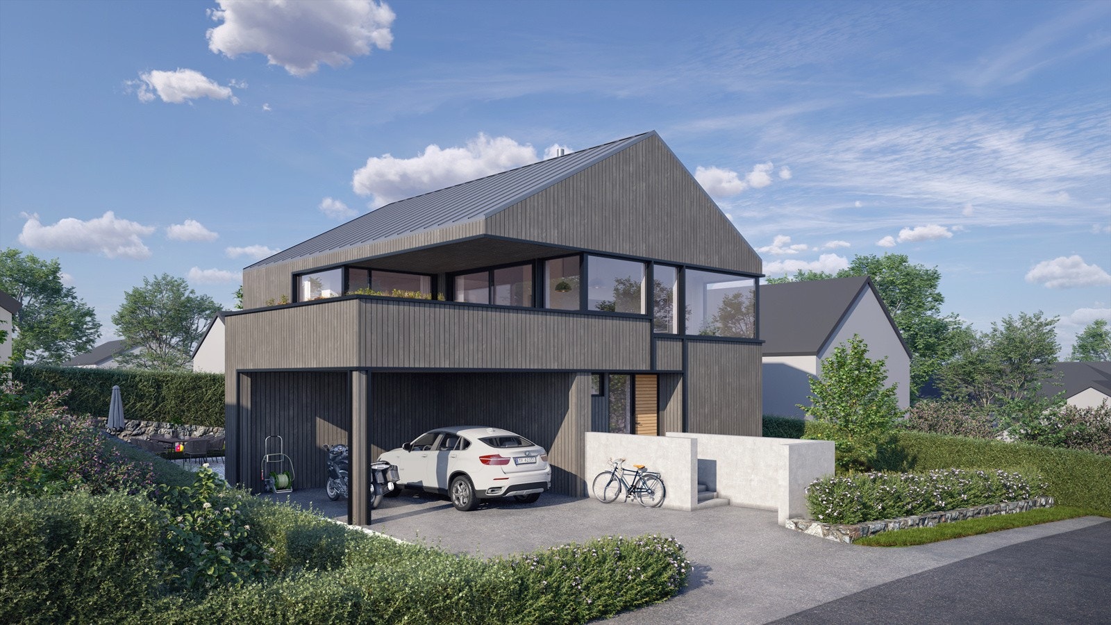 Boligen kan bygges som en boenhet eller med en hybel. Alt etter kjøpers ønske og behov. Galleribilde