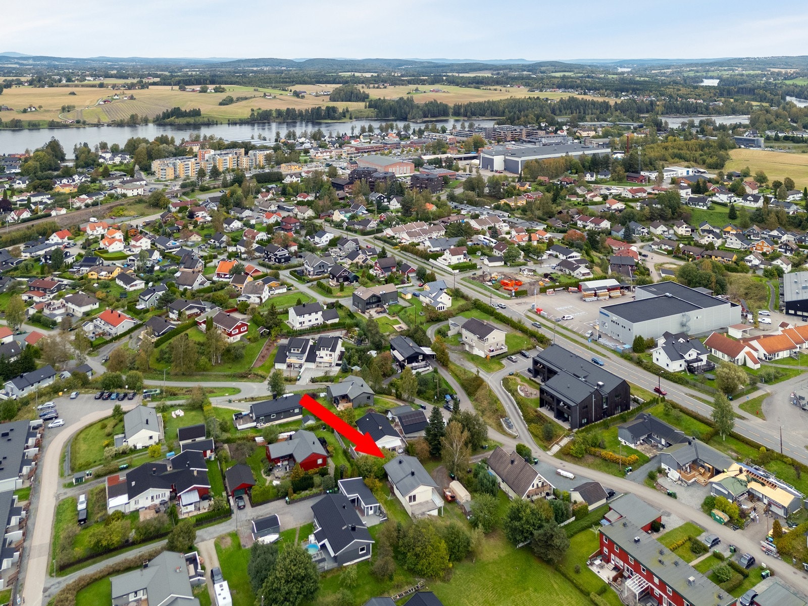 Boligen er markert med pil på bildet. Galleribilde