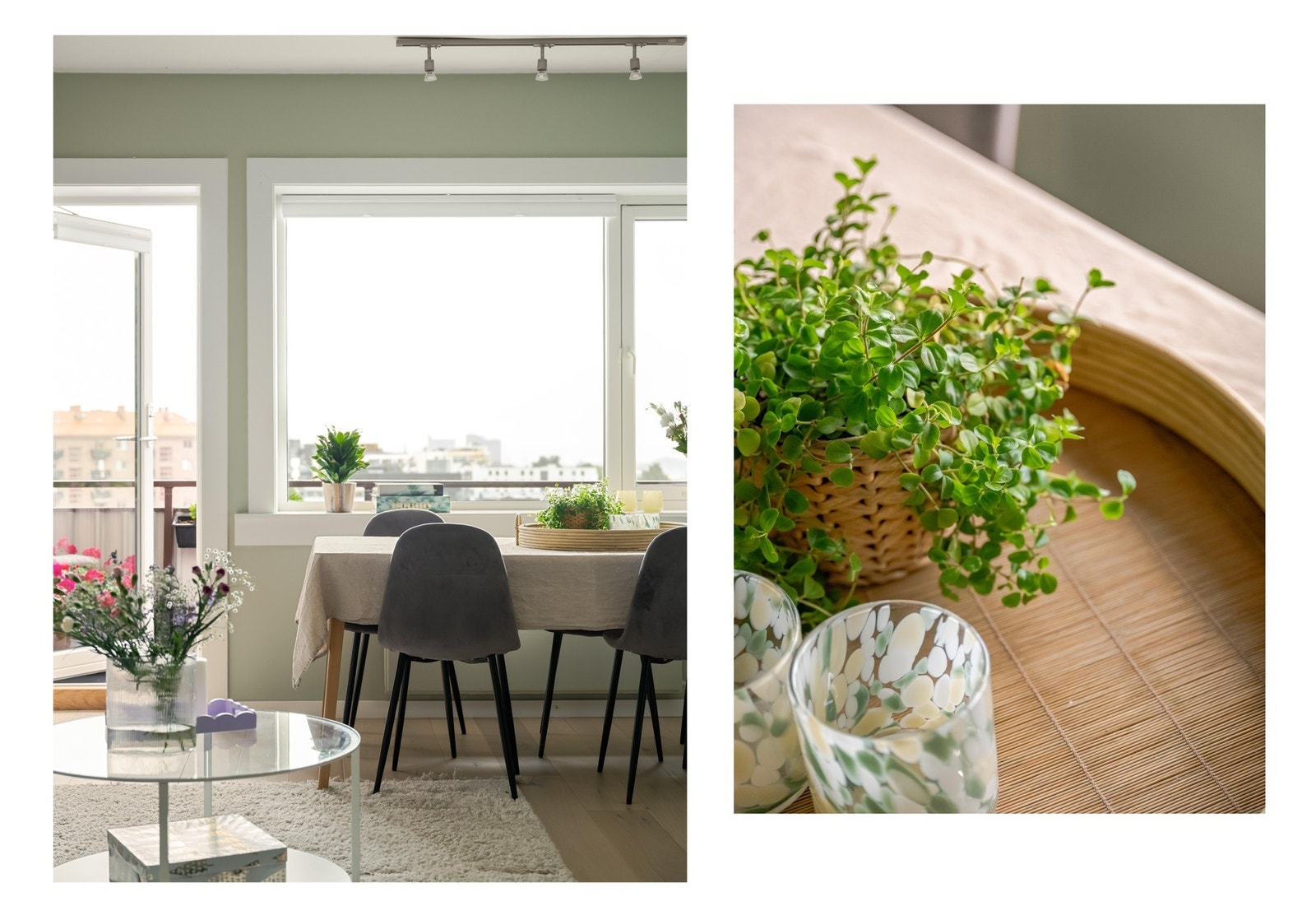 Spisebordet finner sin naturlige plass ved vindusrekken. Her kan du drømme deg bort, for utsikten herfra er virkelig noe som må oppleves. Galleribilde