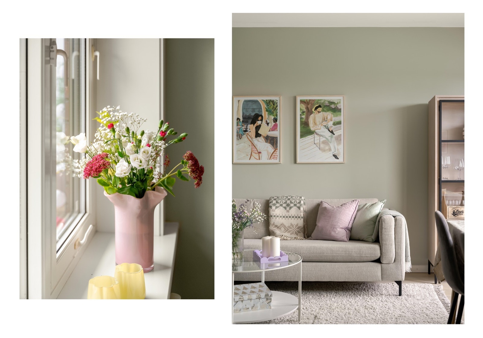 Vegger og tak i rommet er lysmalte, mens på gulvet finner vi nydelig én-stavs parkett. Gulvene er å finne i samtlige rom (med unntak av badet), og ble lagt i 2023. Galleribilde