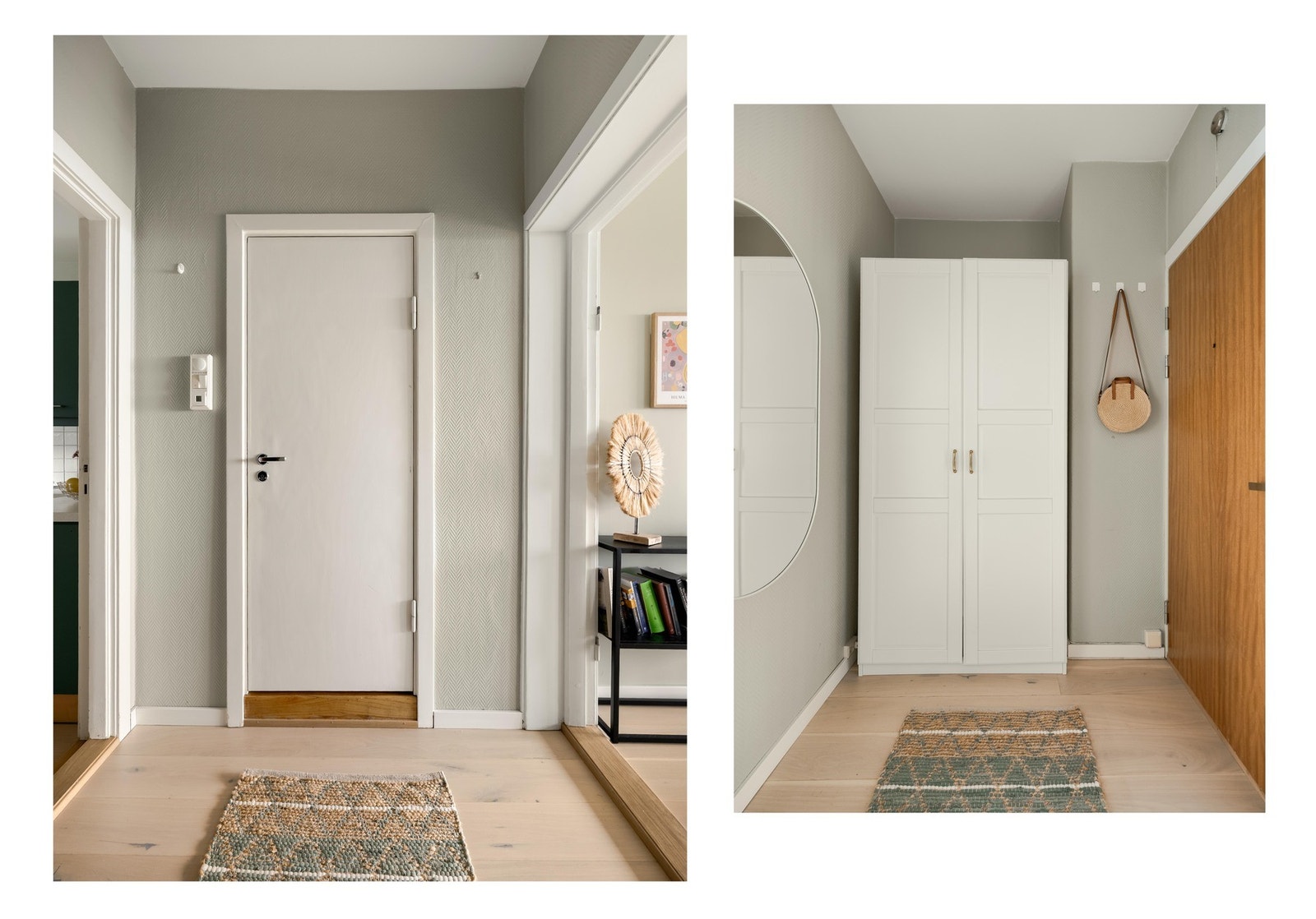 Entreen er bindeleddet mellom stuen og kjøkkenet. Her er det bra med plass til oppheng av yttertøy og lagring av sko. Galleribilde