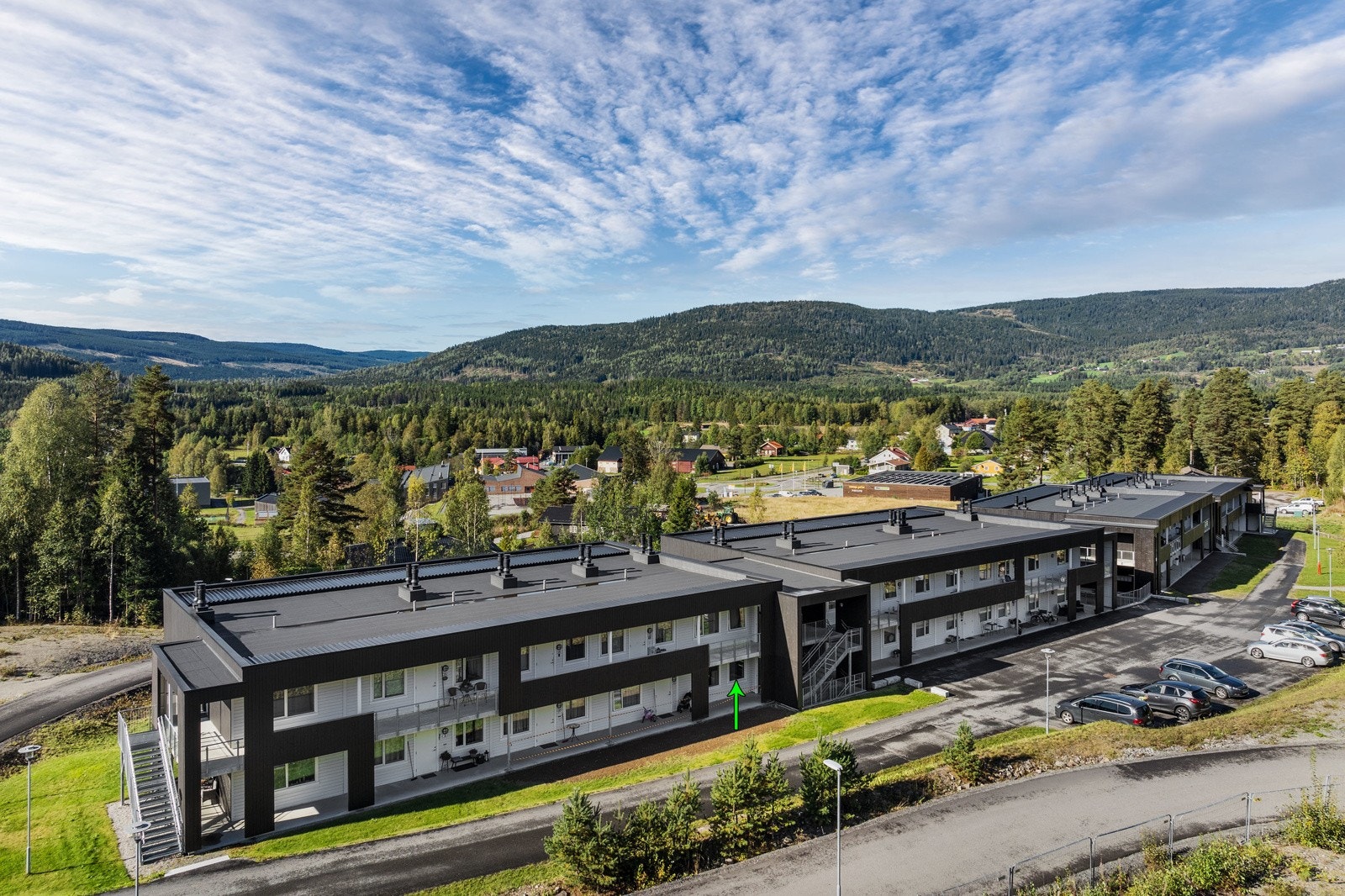 Dronebilde over nærområdet. Galleribilde