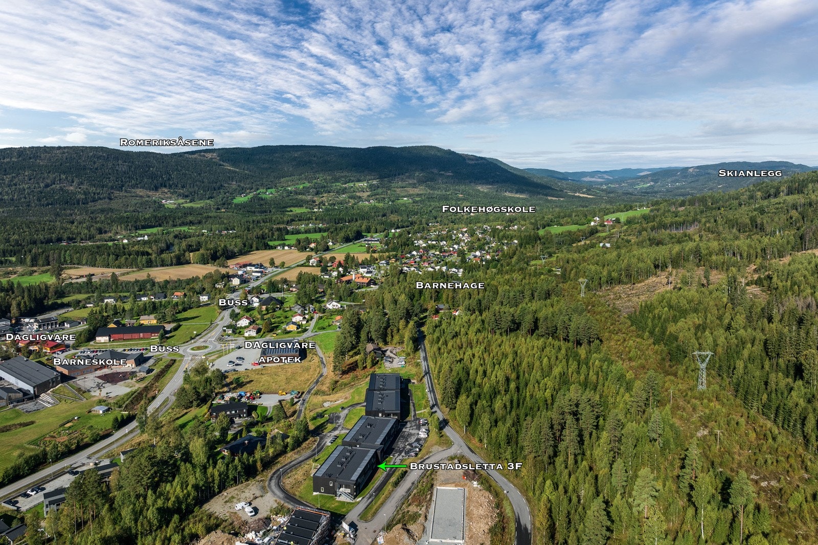 Dronebilde over nærområdet. Galleribilde