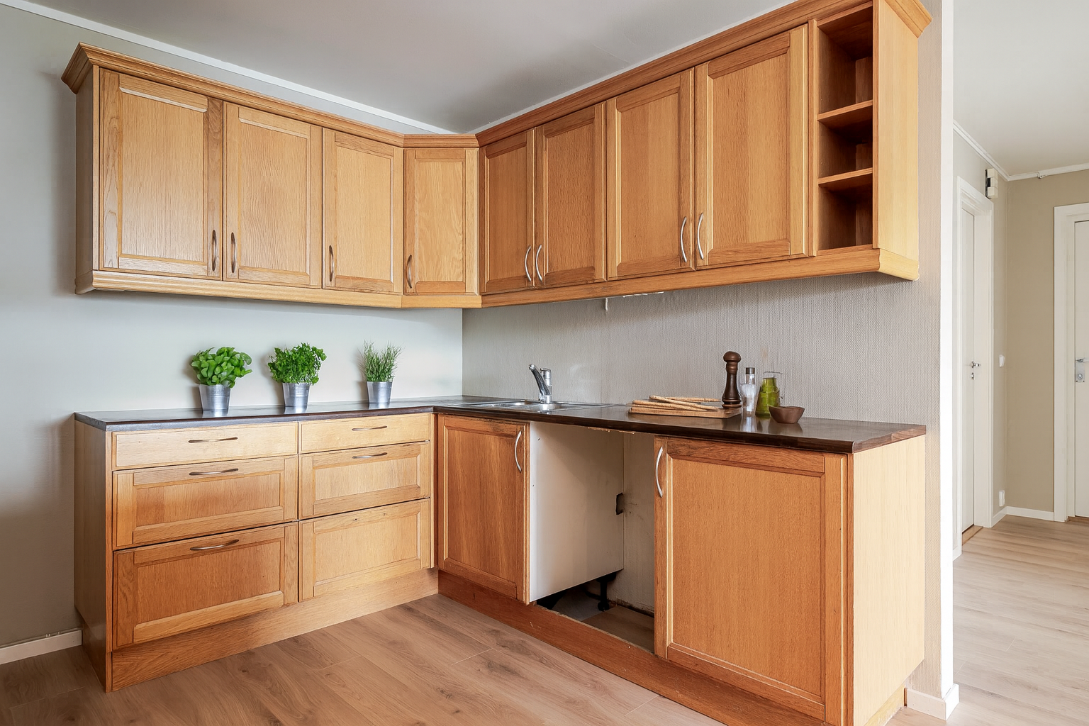 Kjøkken. Rommet er digitalt stylet. Galleribilde