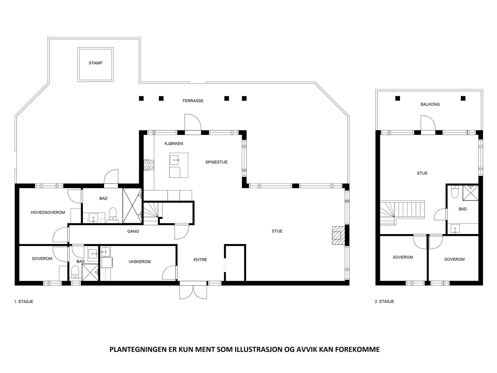 Plantegning begge etasjer