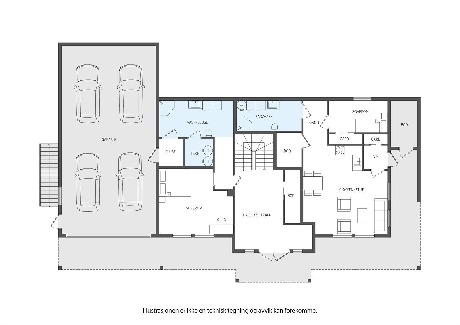 Plantegning underetasje. Galleribilde