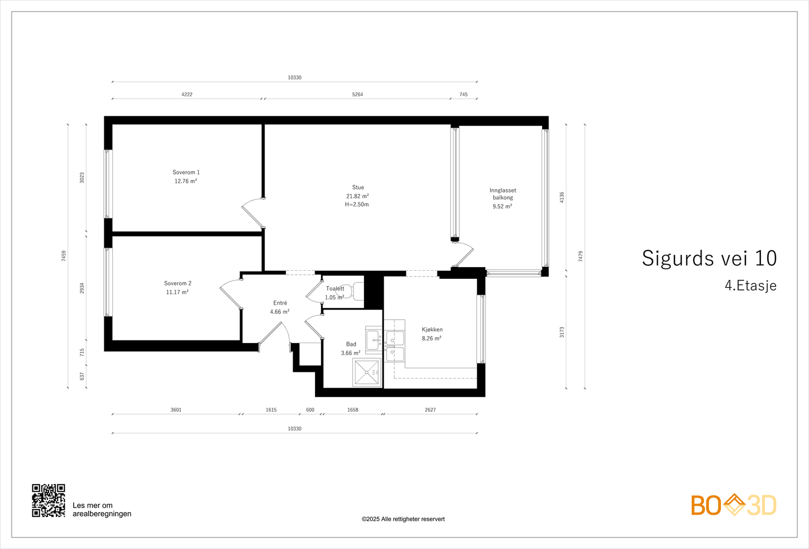 Plantegning - Leiligheten ligger i 4. etasje. Galleribilde