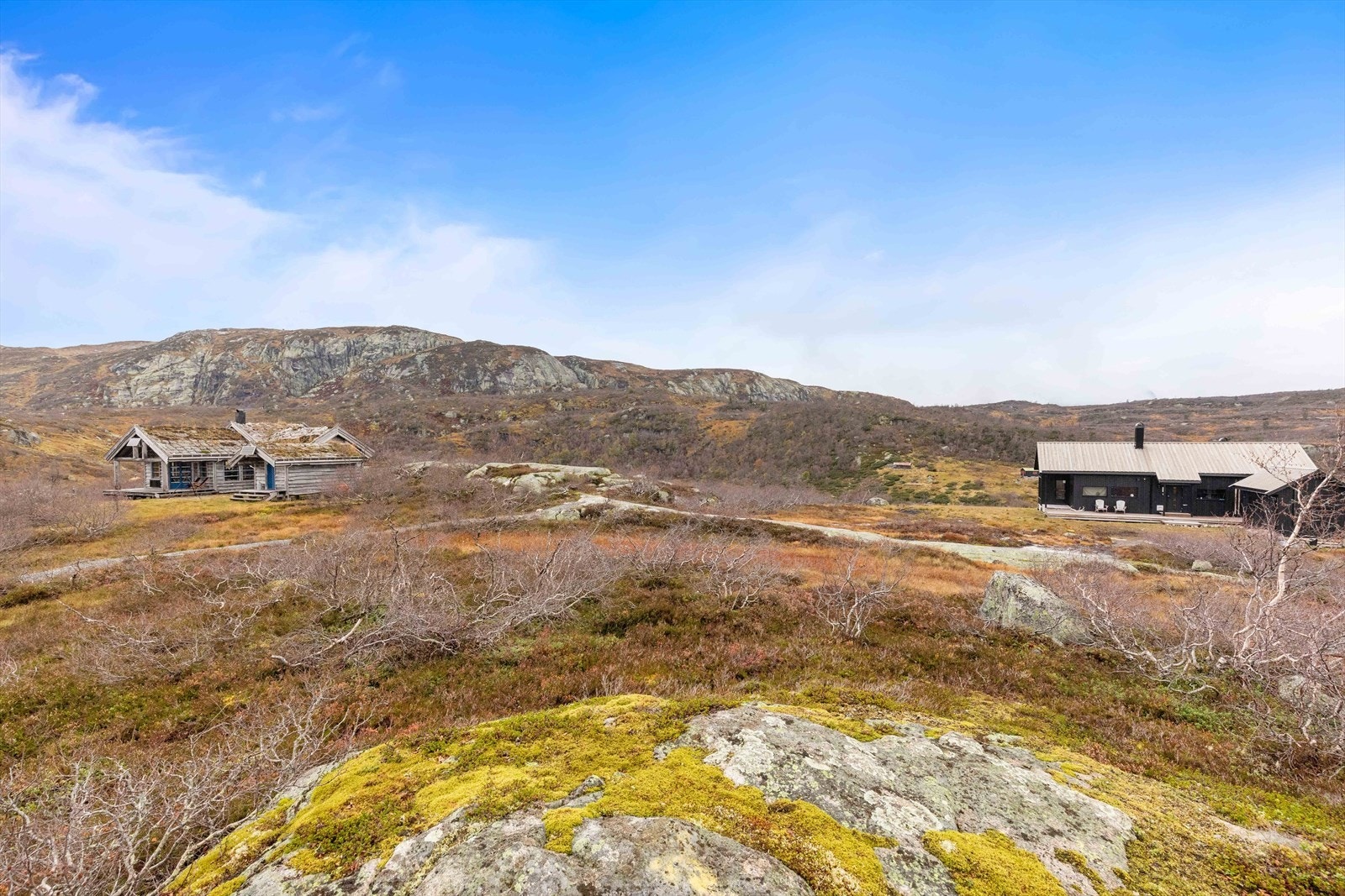 Det er god avstand mellom hyttene. Galleribilde