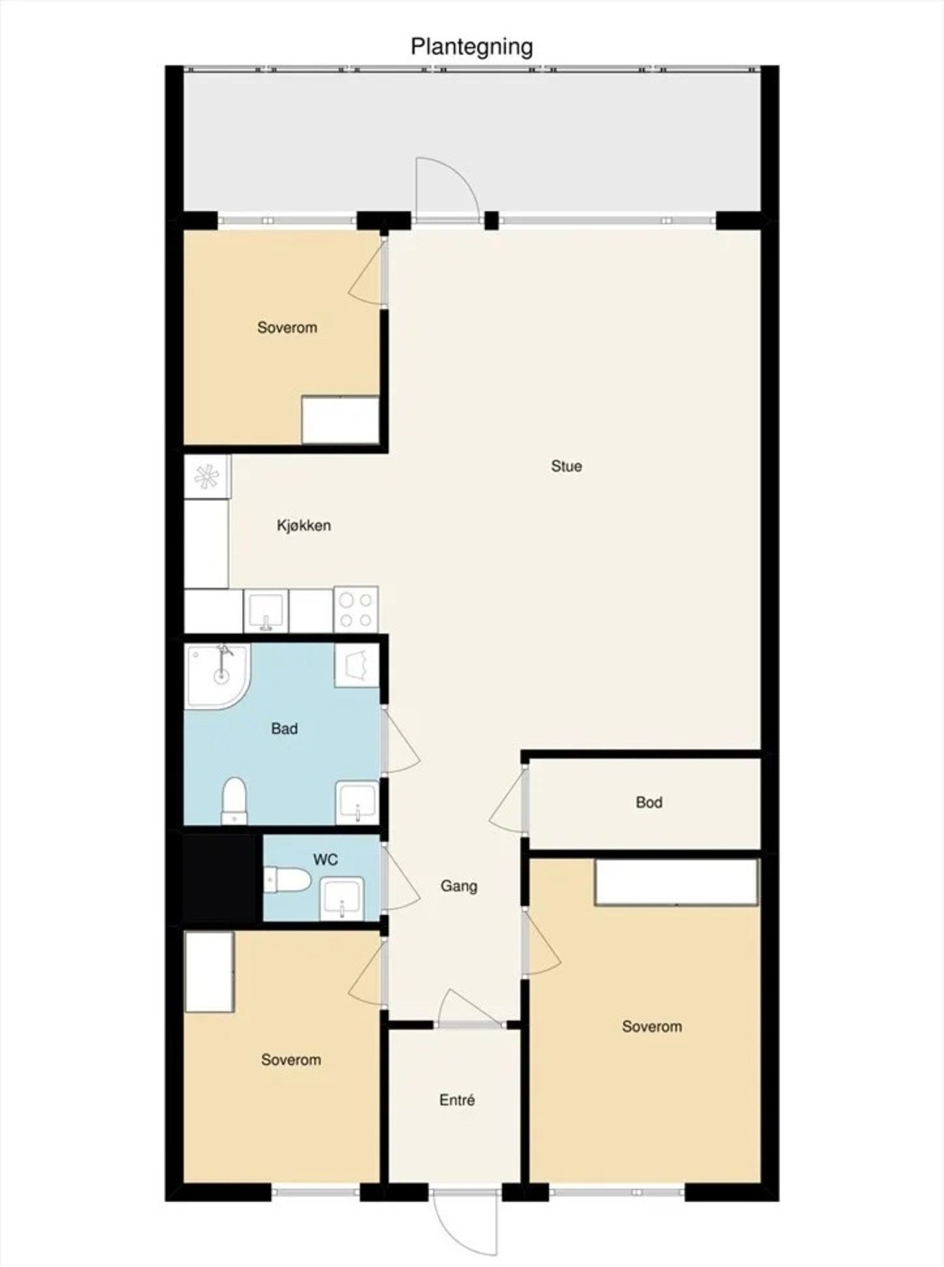 Planskisse. I tillegg disponerer leiligheten kjellerbod med gulvareal på 5,2 m². Galleribilde