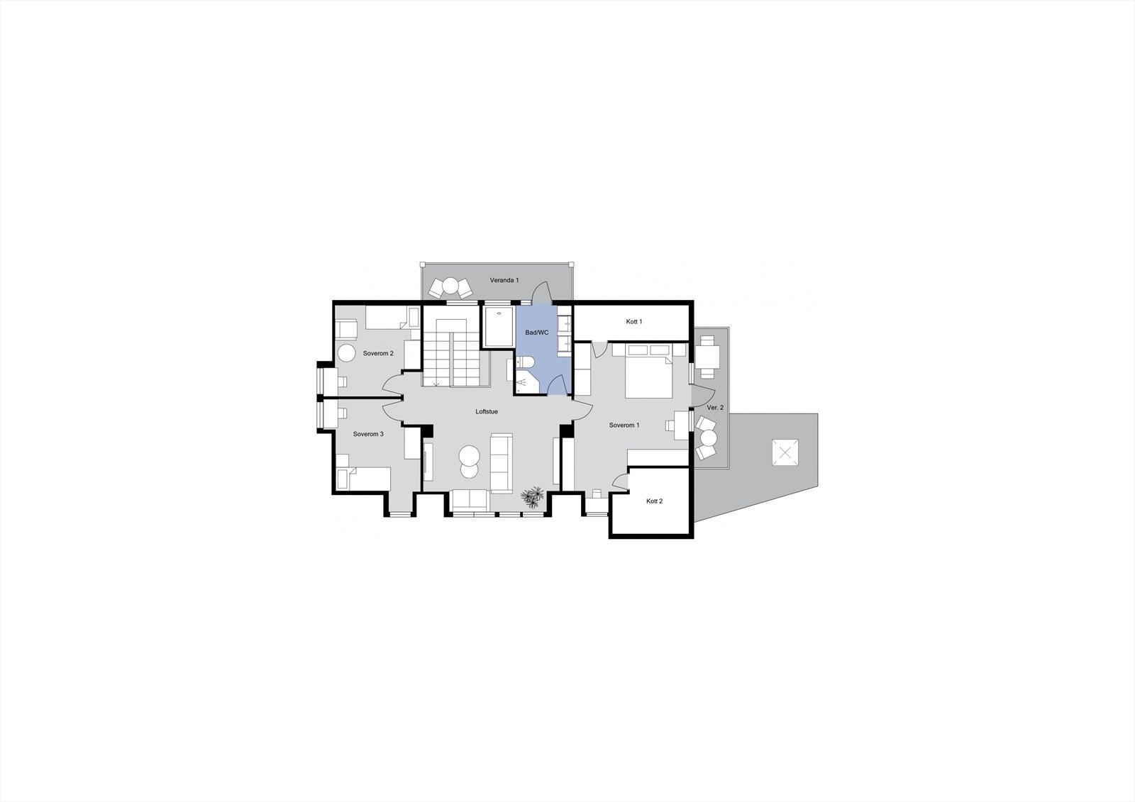 Plantegning loftsetasje. Galleribilde